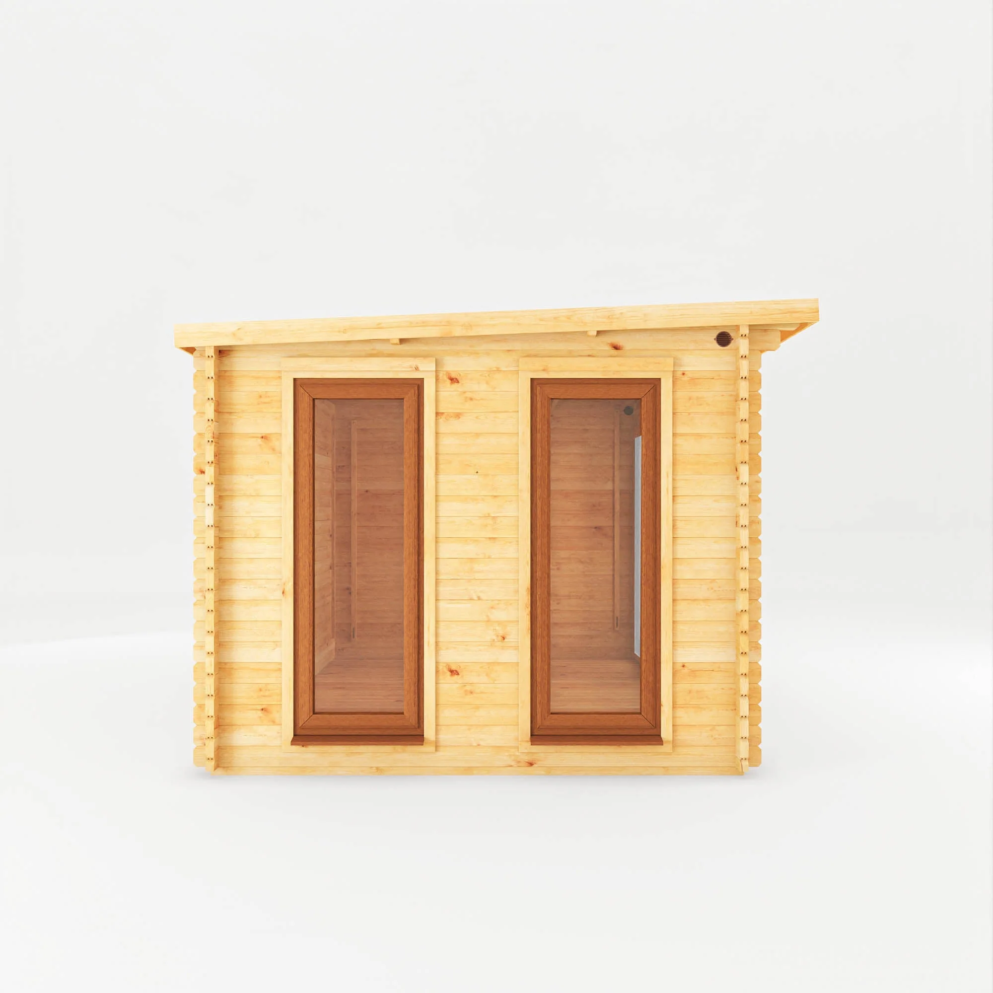 Mercia Studio 10' 11" x 22' 8" Pent Log Cabin Slatted - Premium 44mm Cladding Loglap - Brown UPVC - Image 10