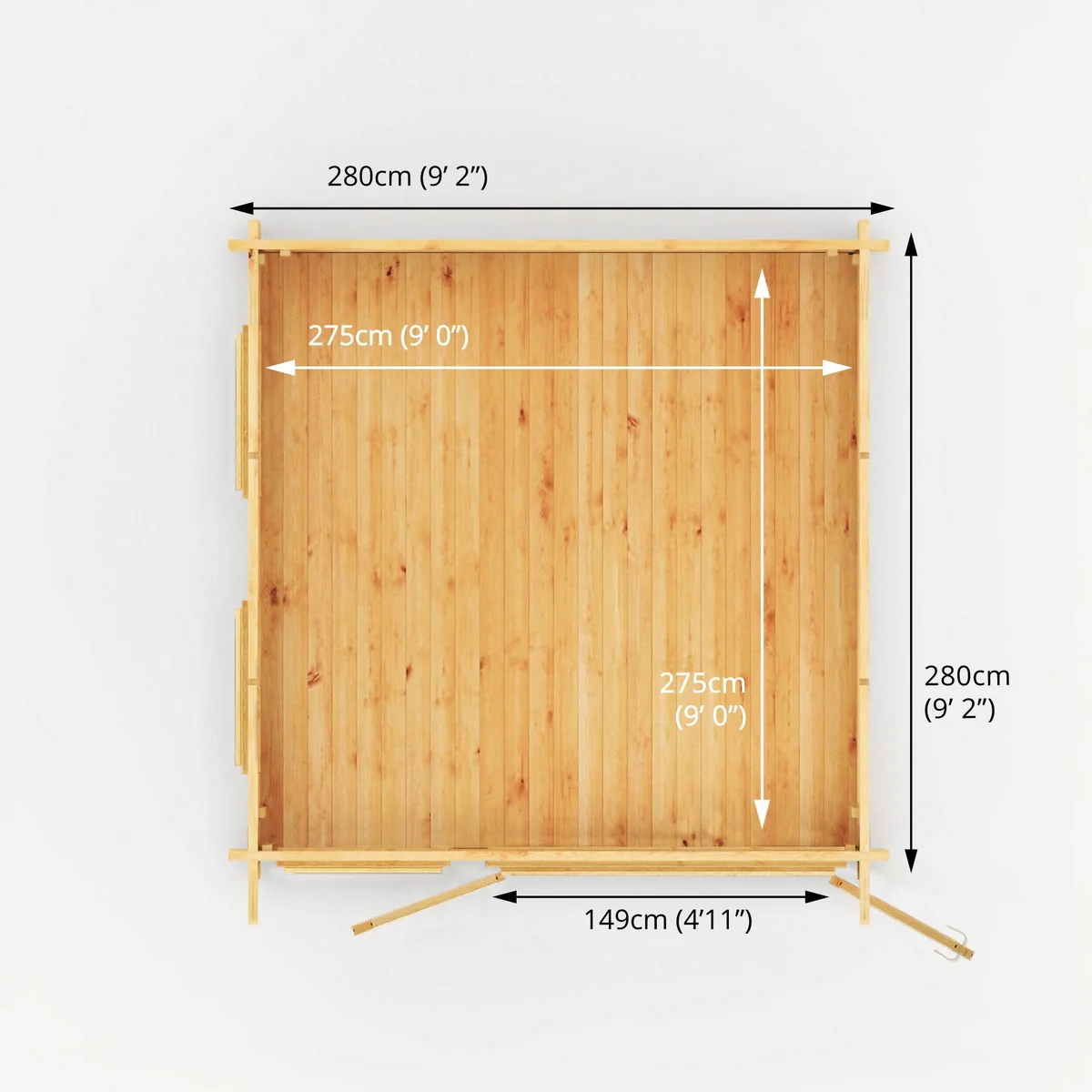 Mercia Studio 10' 11" x 9' 11" Pent Log Cabin - Premium 28mm Cladding Loglap - Image 9