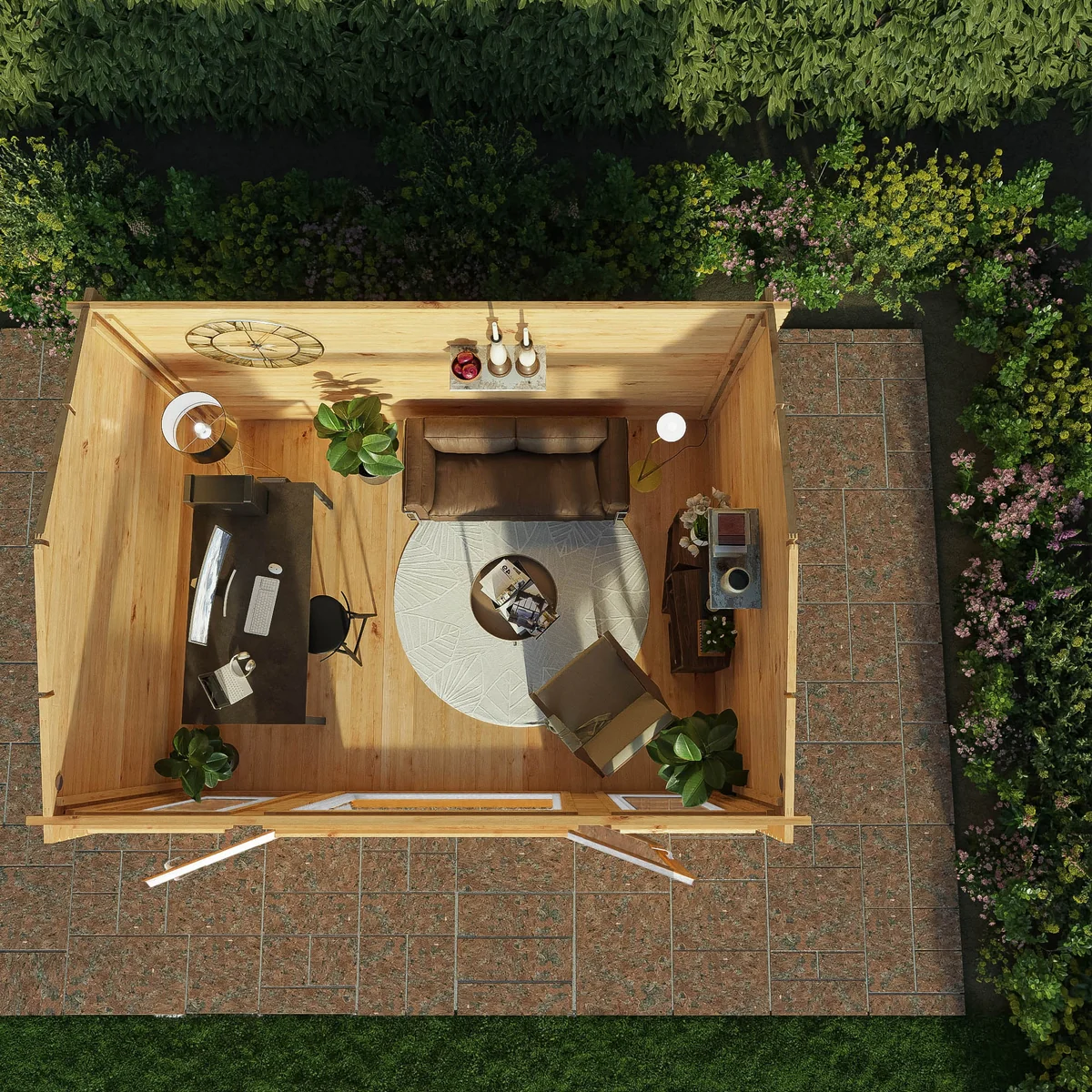 Mercia Studio 10' 3" x 13' 2" Apex Log Cabin - Premium 44mm Cladding Loglap - Brown UPVC - Image 6
