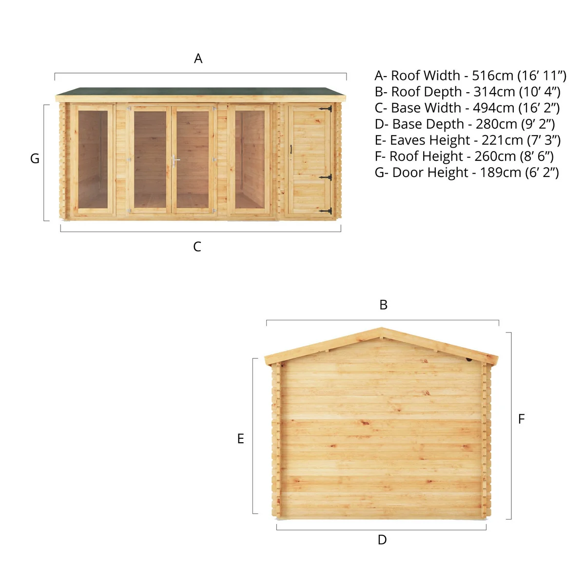 Mercia Studio 10' 3" x 16' 11" Apex Log Cabin - Premium 28mm Cladding Loglap - Image 11