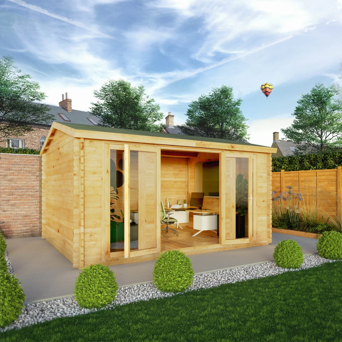 Mercia Studio 11' 11" x 14' 10" Apex Log Cabin - Premium 34mm Cladding Loglap