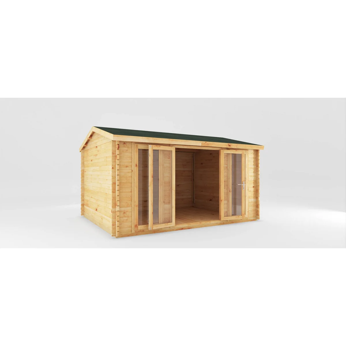 Mercia Studio 11' 11" x 14' 10" Apex Log Cabin - Premium 44mm Cladding Loglap - Image 11