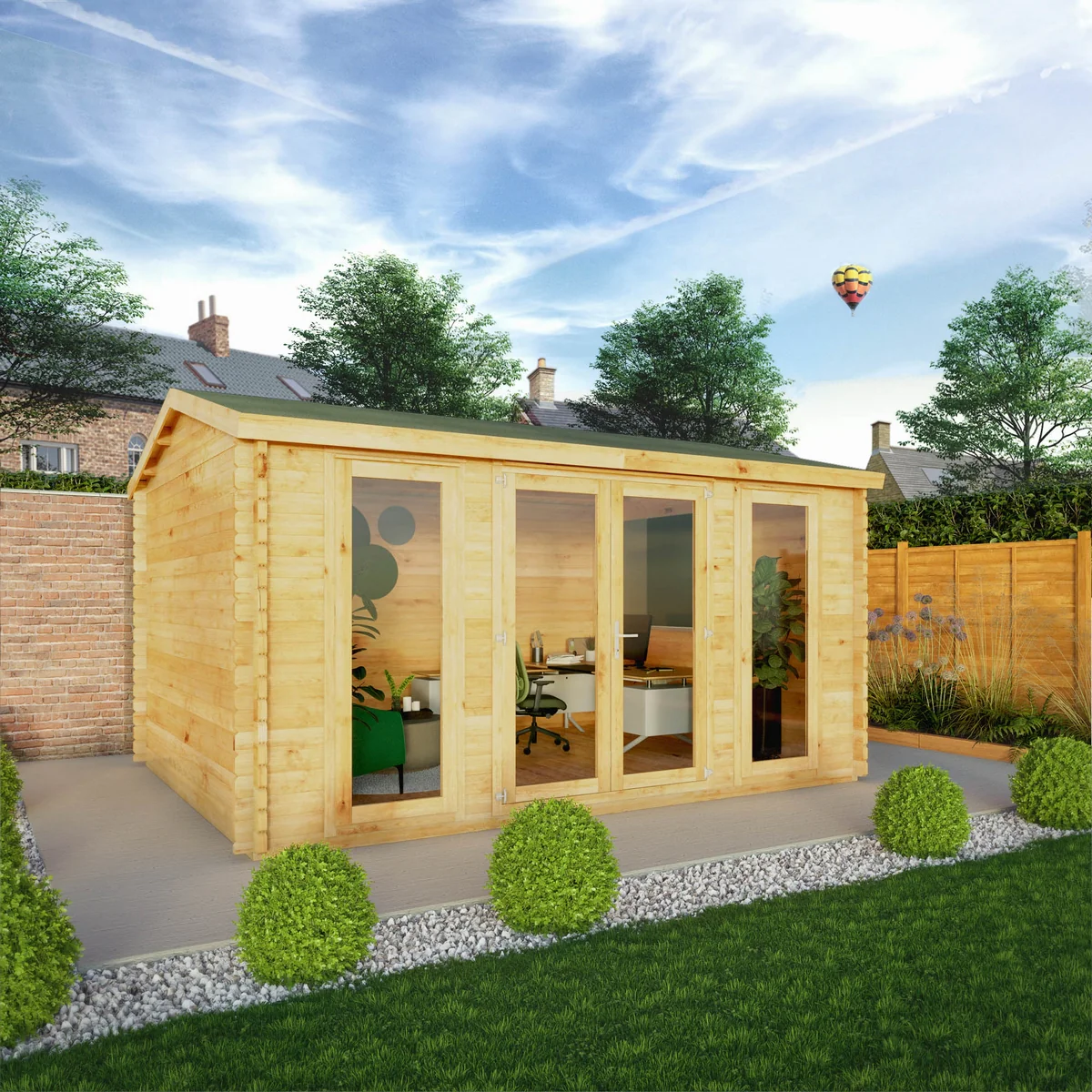 Mercia Studio 11' 11" x 14' 10" Apex Log Cabin - Premium 44mm Cladding Loglap - Image 6