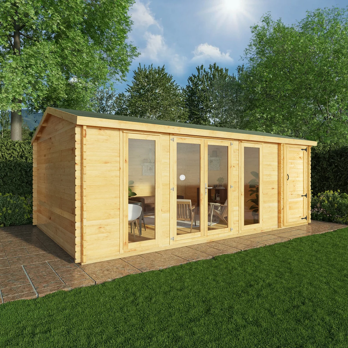 Mercia Studio 13' 7" x 20' 2" Apex Log Cabin - Premium 28mm Cladding Loglap - Image 8