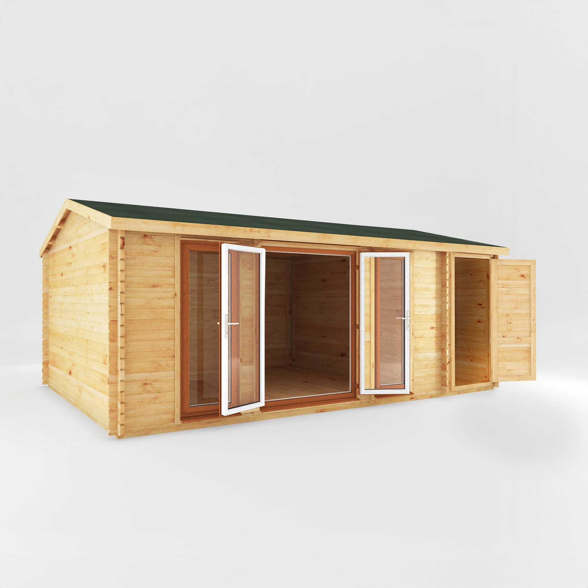 Mercia Studio 13' 7" x 20' 2" Apex Log Cabin - Premium 44mm Cladding Loglap - Brown UPVC - Image 8