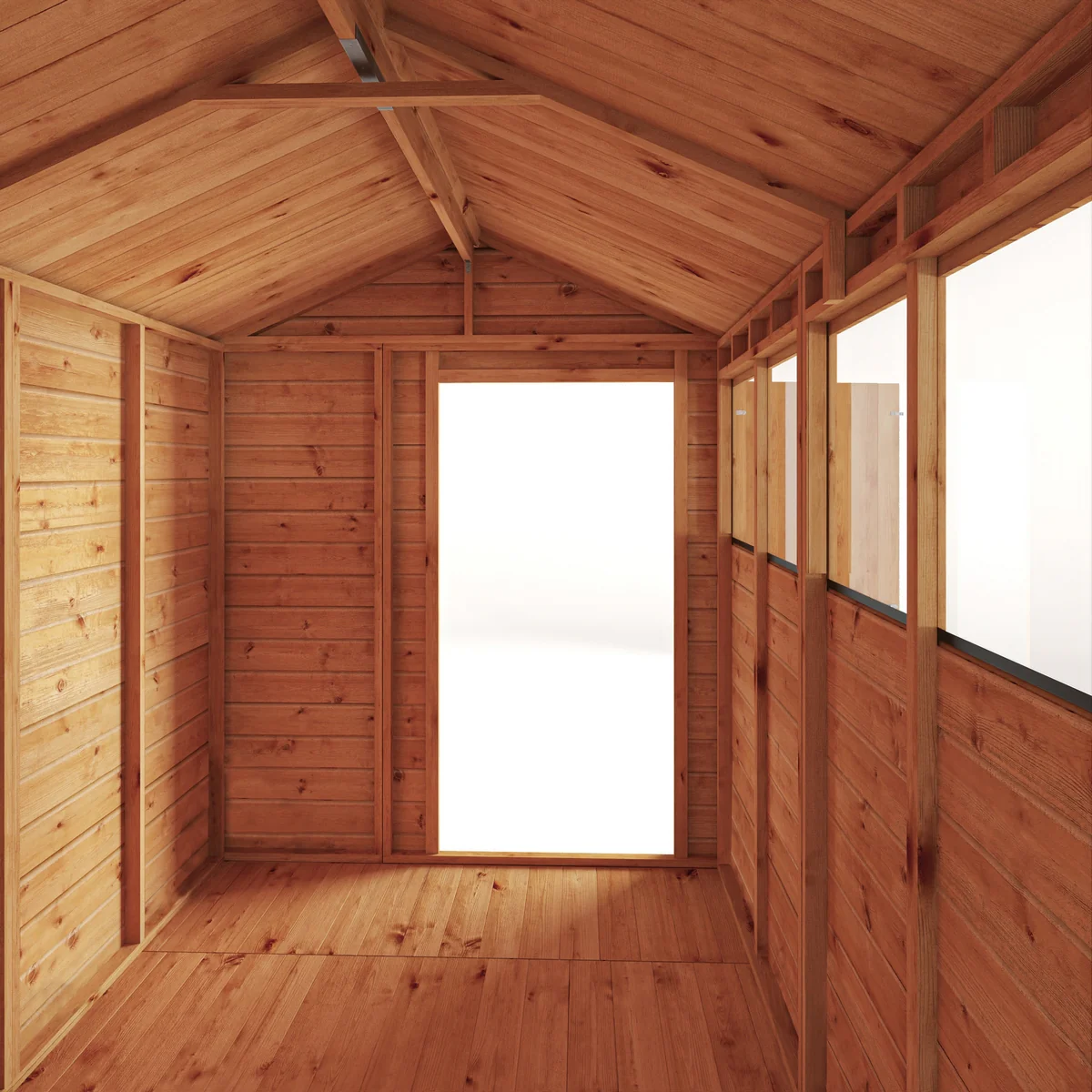 Mercia Woodsman 10' 1" x 6' 2" Apex Shed - Premium Dip Treated Shiplap - Glass Windows - Image 4