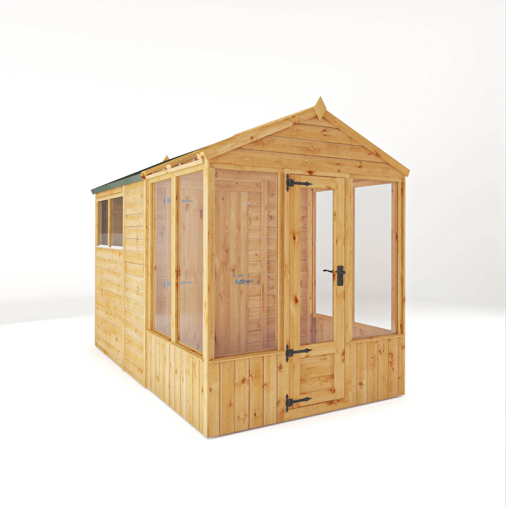 Mercia Woodsman 10' 4" x 6' 3" Apex Combi Greenhouse Shed - Premium Dip Treated Shiplap - Glass Windows - Image 12