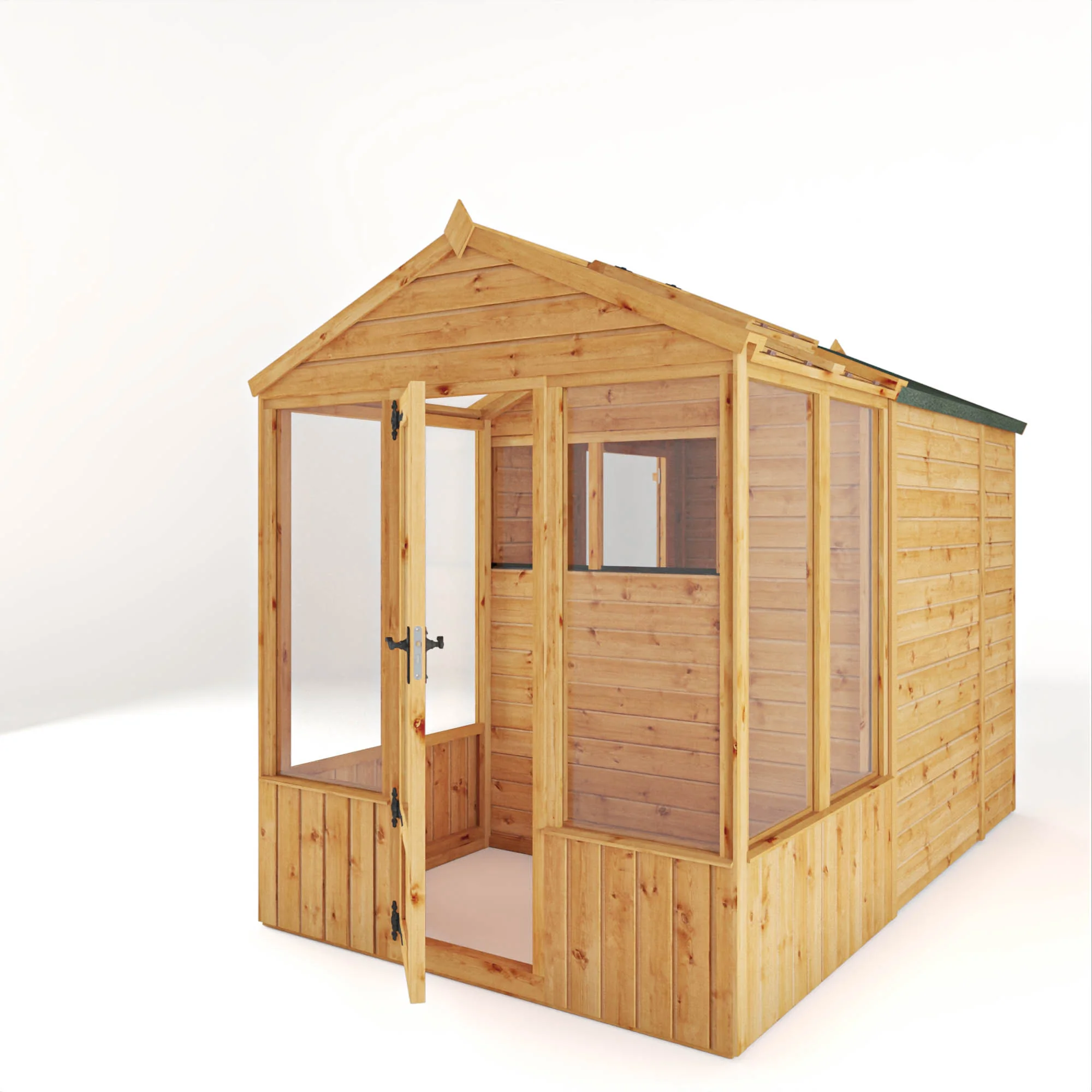 Mercia Woodsman 10' 4" x 6' 3" Apex Combi Greenhouse Shed - Premium Dip Treated Shiplap - Glass Windows - Image 7