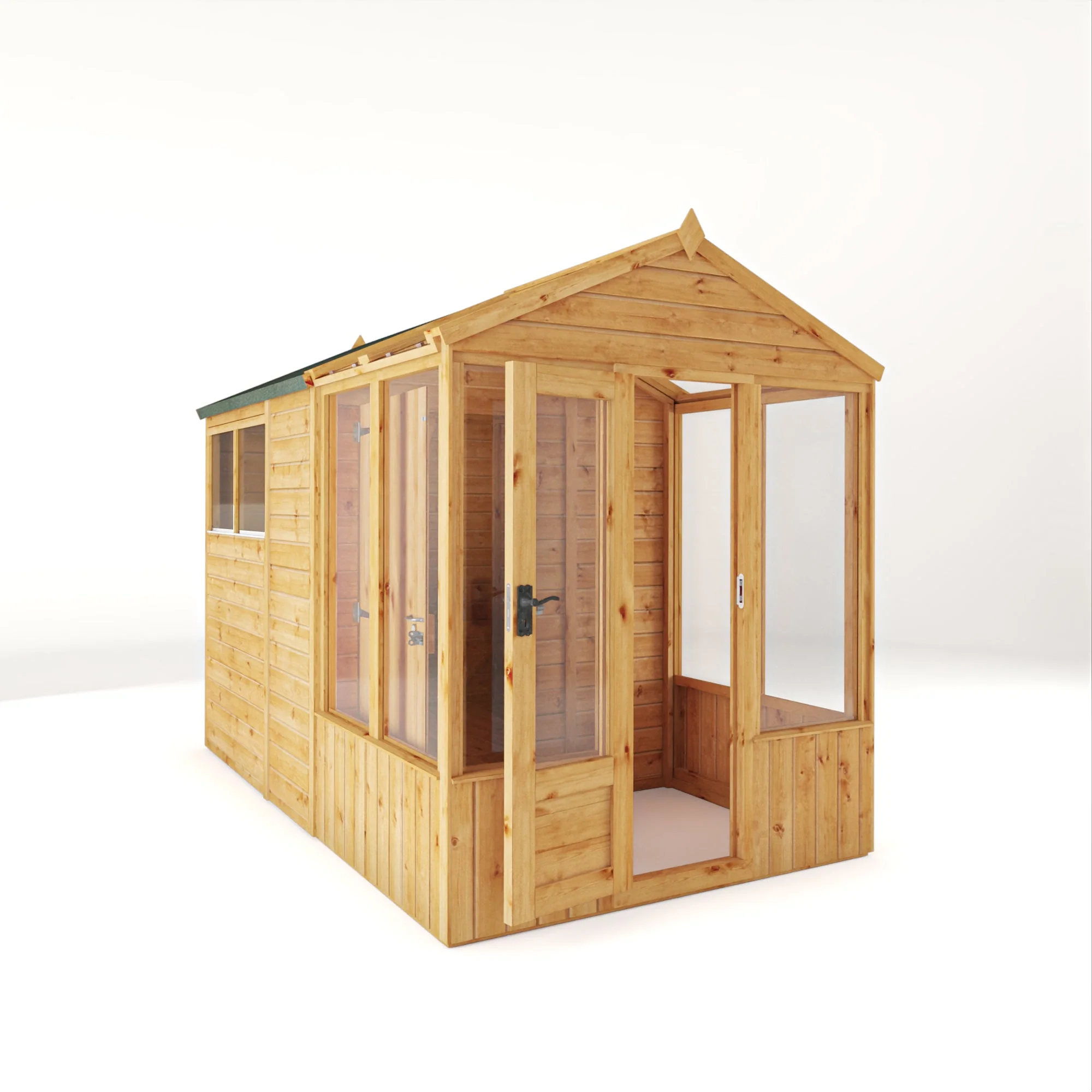 Mercia Woodsman 10' 4" x 6' 3" Apex Combi Greenhouse Shed - Premium Dip Treated Shiplap- Styrene Windows - Image 10