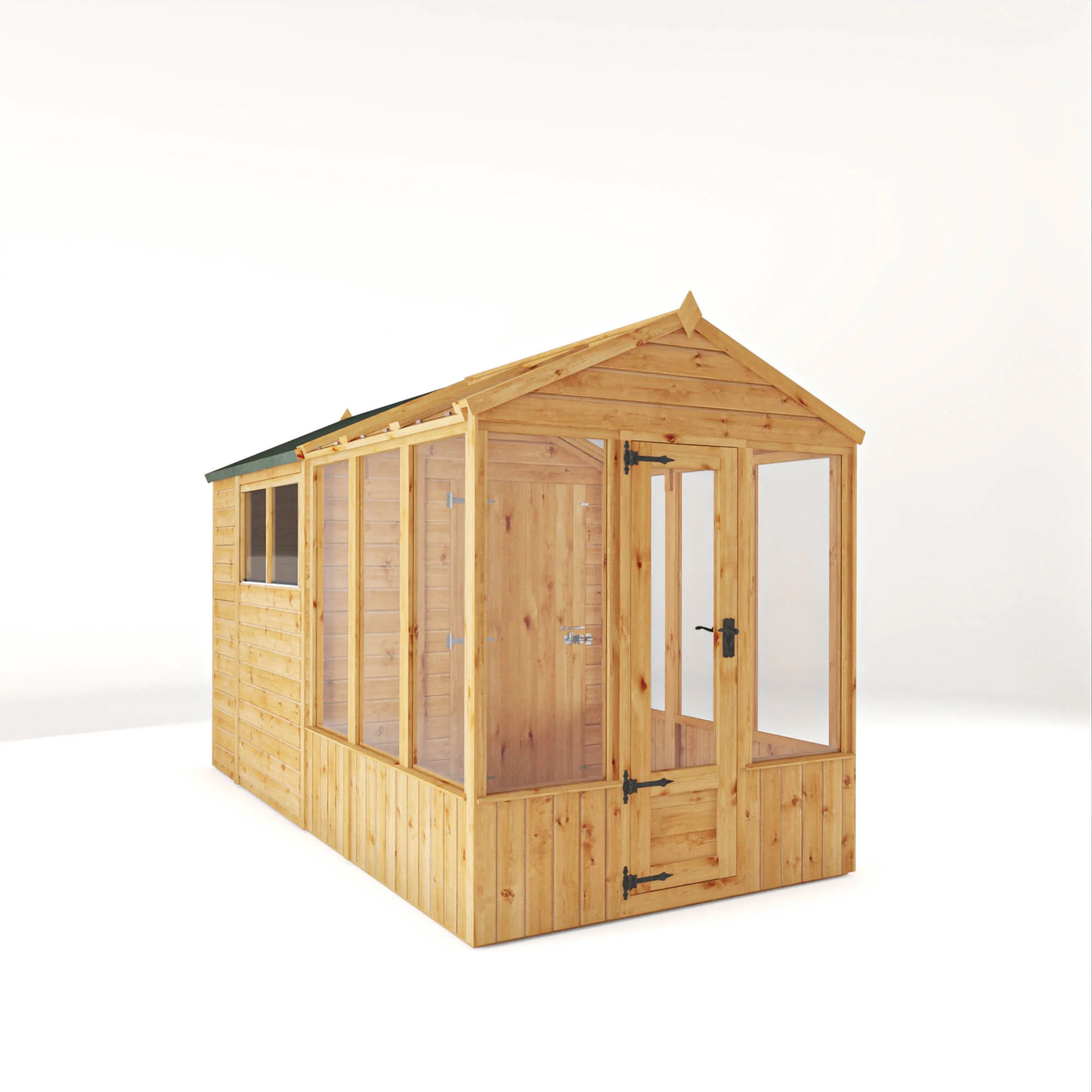 Mercia Woodsman 12' 3" x 6' 3" Apex Combi Greenhouse Shed - Premium Dip Treated Shiplap- Glass Windows - Image 12