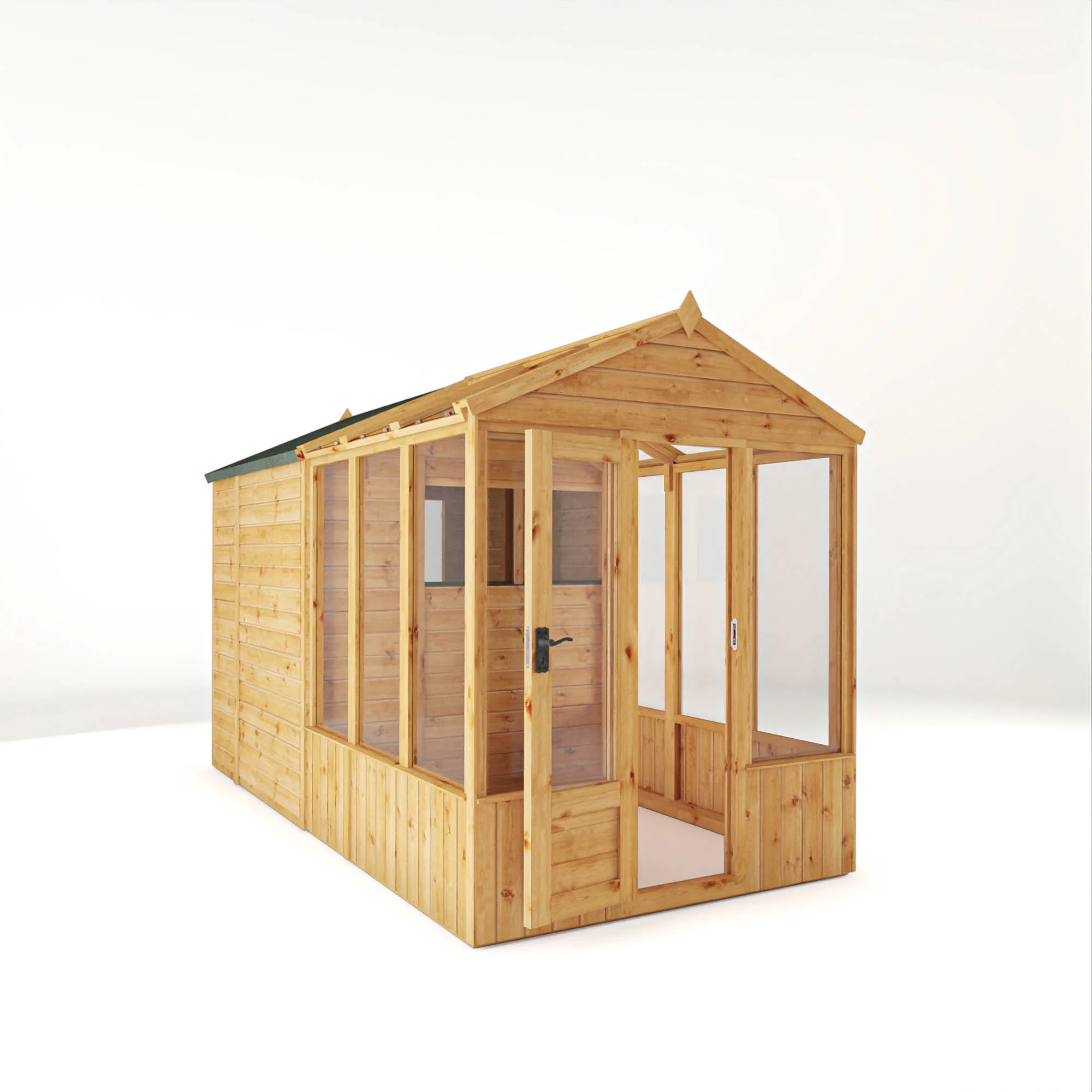 Mercia Woodsman 12' 3" x 6' 3" Apex Combi Greenhouse Shed - Premium Dip Treated Shiplap- Glass Windows - Image 16