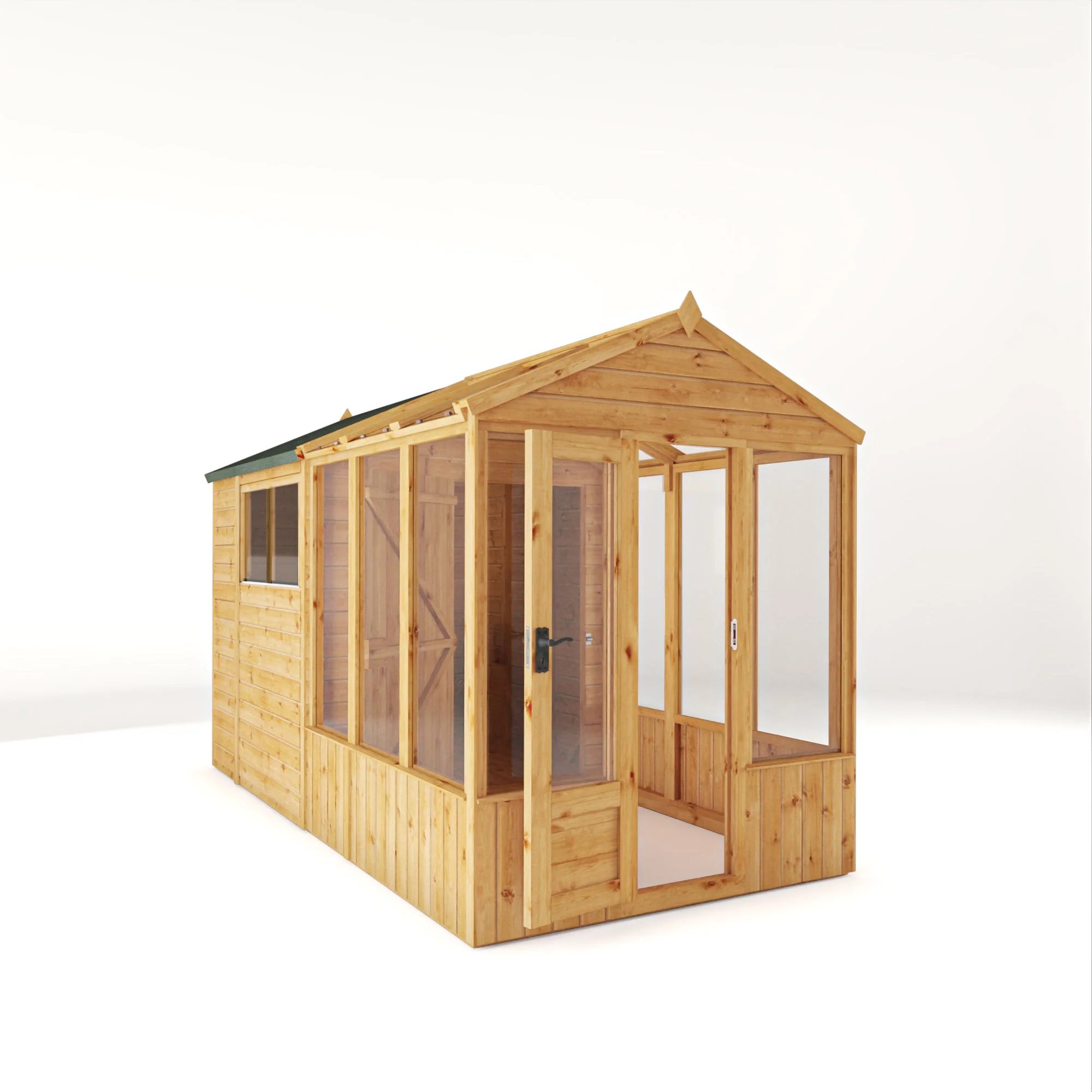 Mercia Woodsman 12' 3" x 6' 3" Apex Combi Greenhouse Shed - Premium Dip Treated Shiplap- Styrene Windows - Image 12