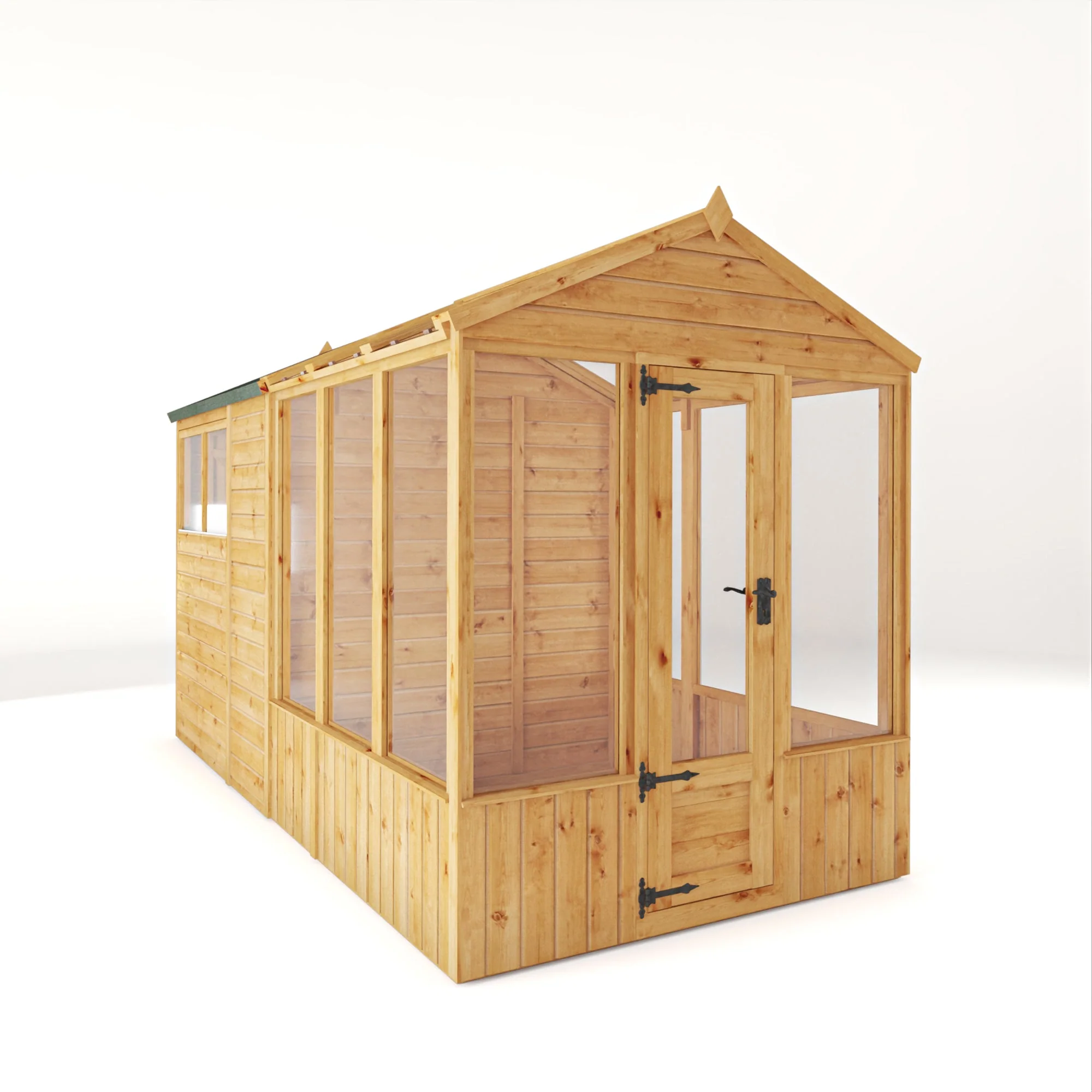 Mercia Woodsman 12' 3" x 6' 3" Apex Combi Greenhouse Shed - Premium Dip Treated Shiplap- Styrene Windows - Image 9