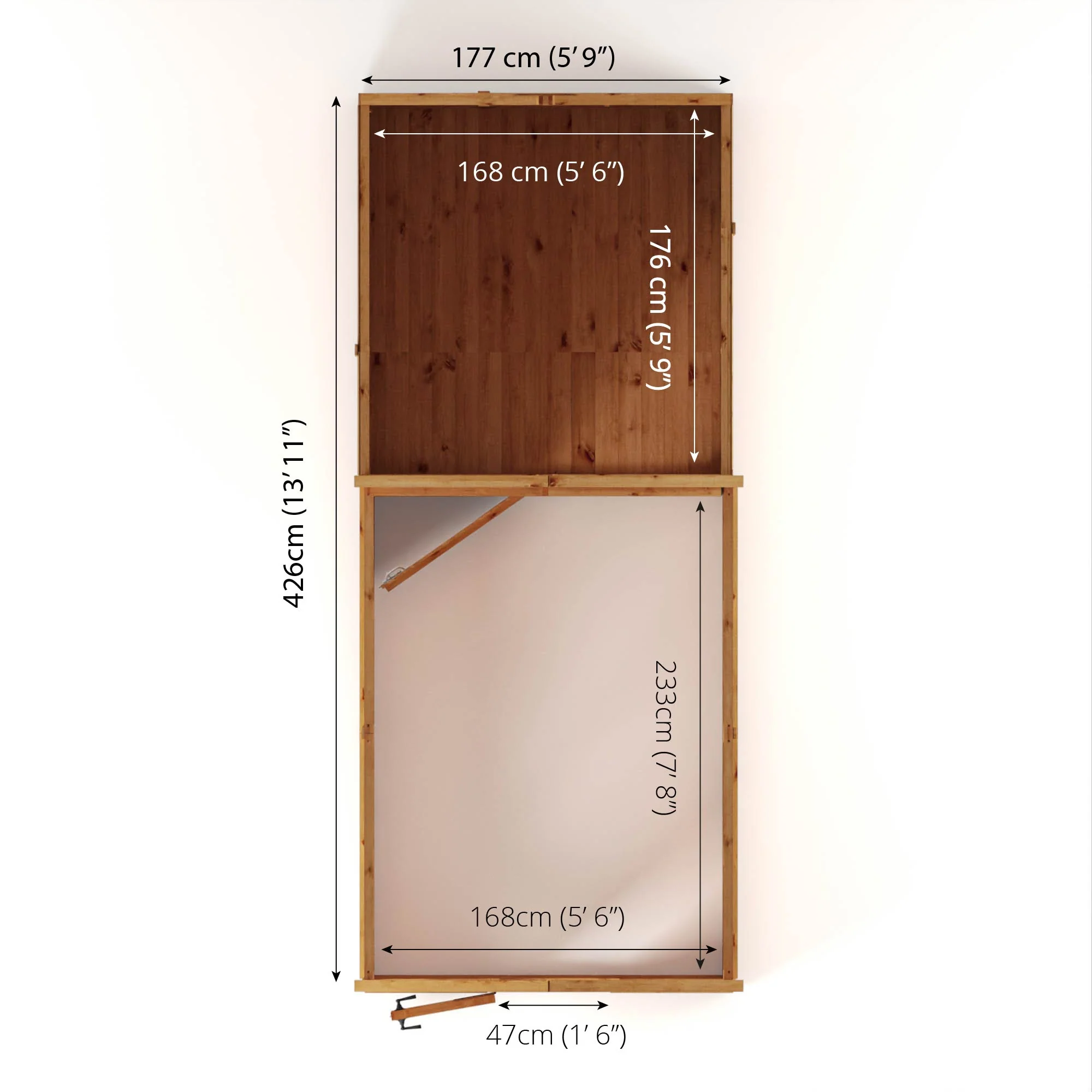 Mercia Woodsman 14' 2" x 6' 3" Apex Combi Greenhouse Shed - Premium Dip Treated Shiplap- Glass Windows - Image 15
