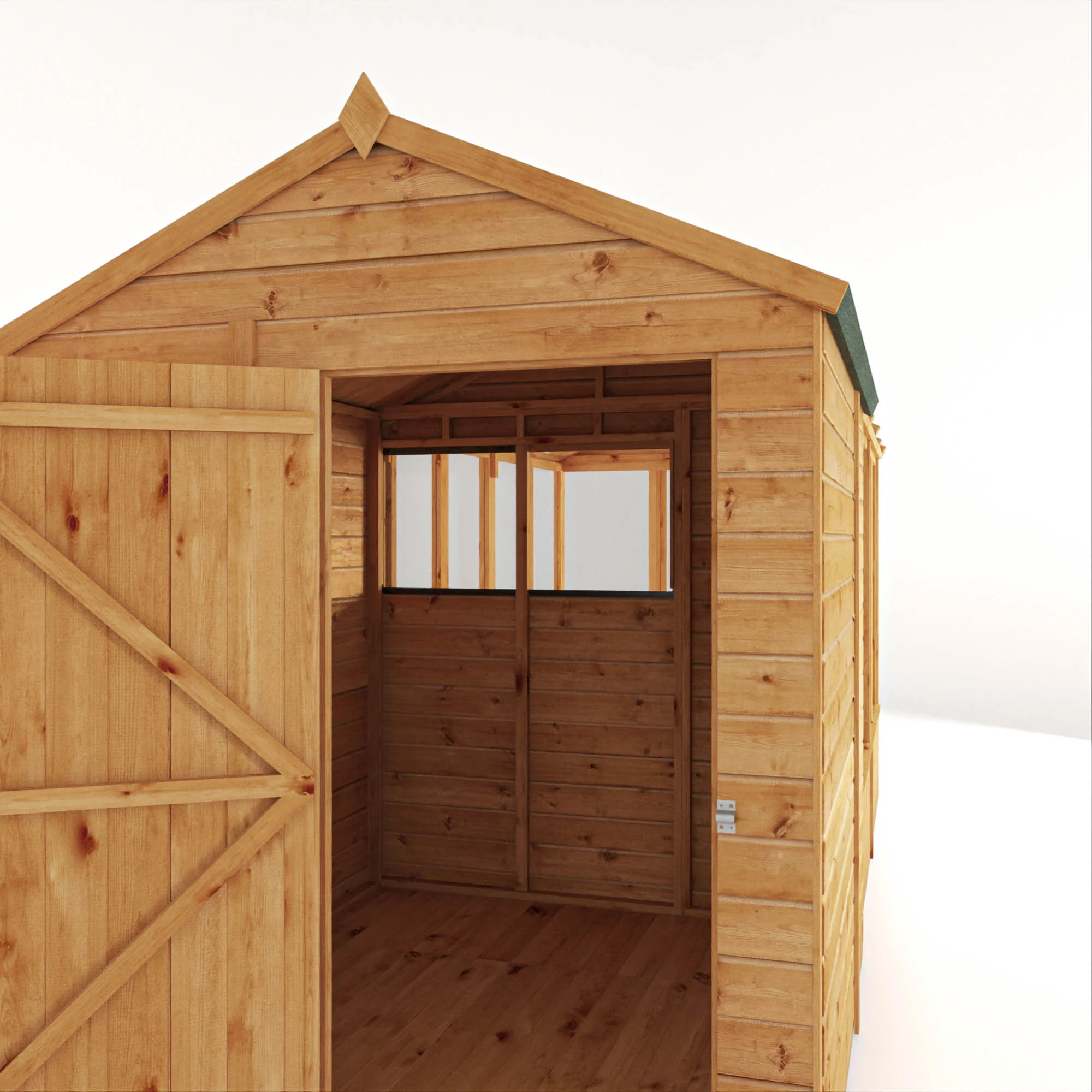 Mercia Woodsman 14' 2" x 6' 3" Apex Combi Greenhouse Shed - Premium Dip Treated Shiplap- Glass Windows - Image 7