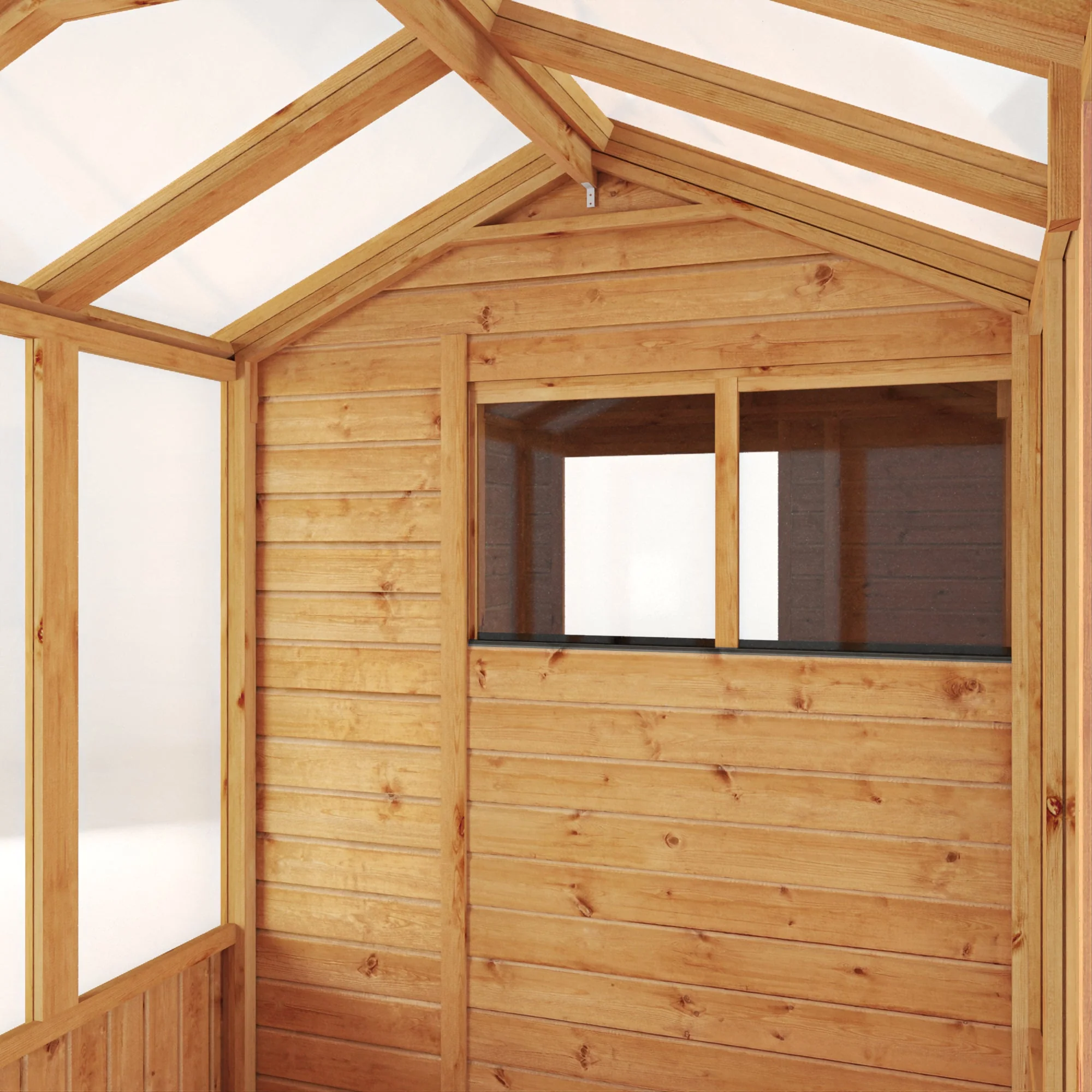 Mercia Woodsman 14' 2" x 6' 3" Apex Combi Greenhouse Shed - Premium Dip Treated Shiplap- Styrene Windows - Image 6