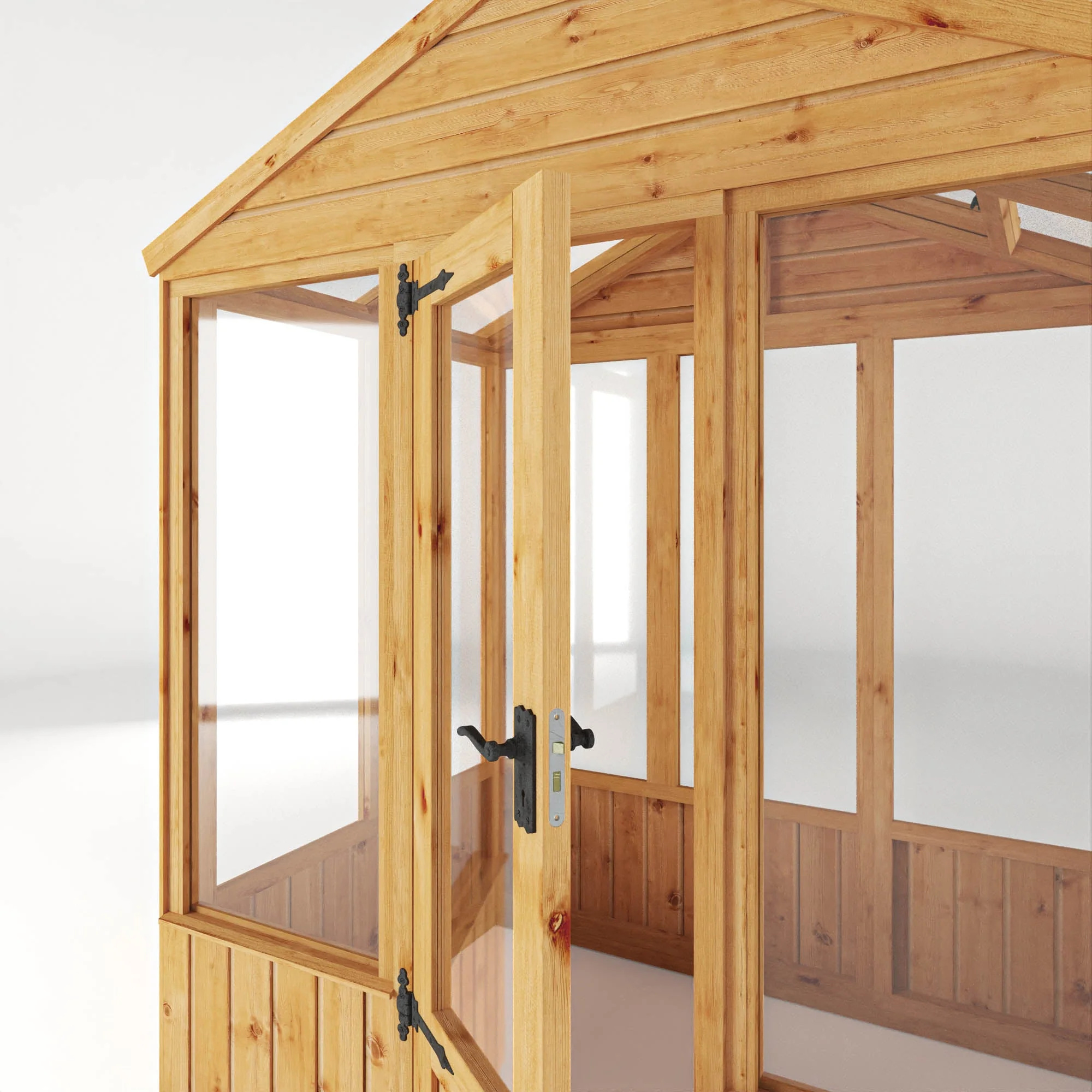Mercia Woodsman 4' 3" x 6' 1" Apex Greenhouse - Premium Dip Treated Shiplap- Glass Windows - Image 5