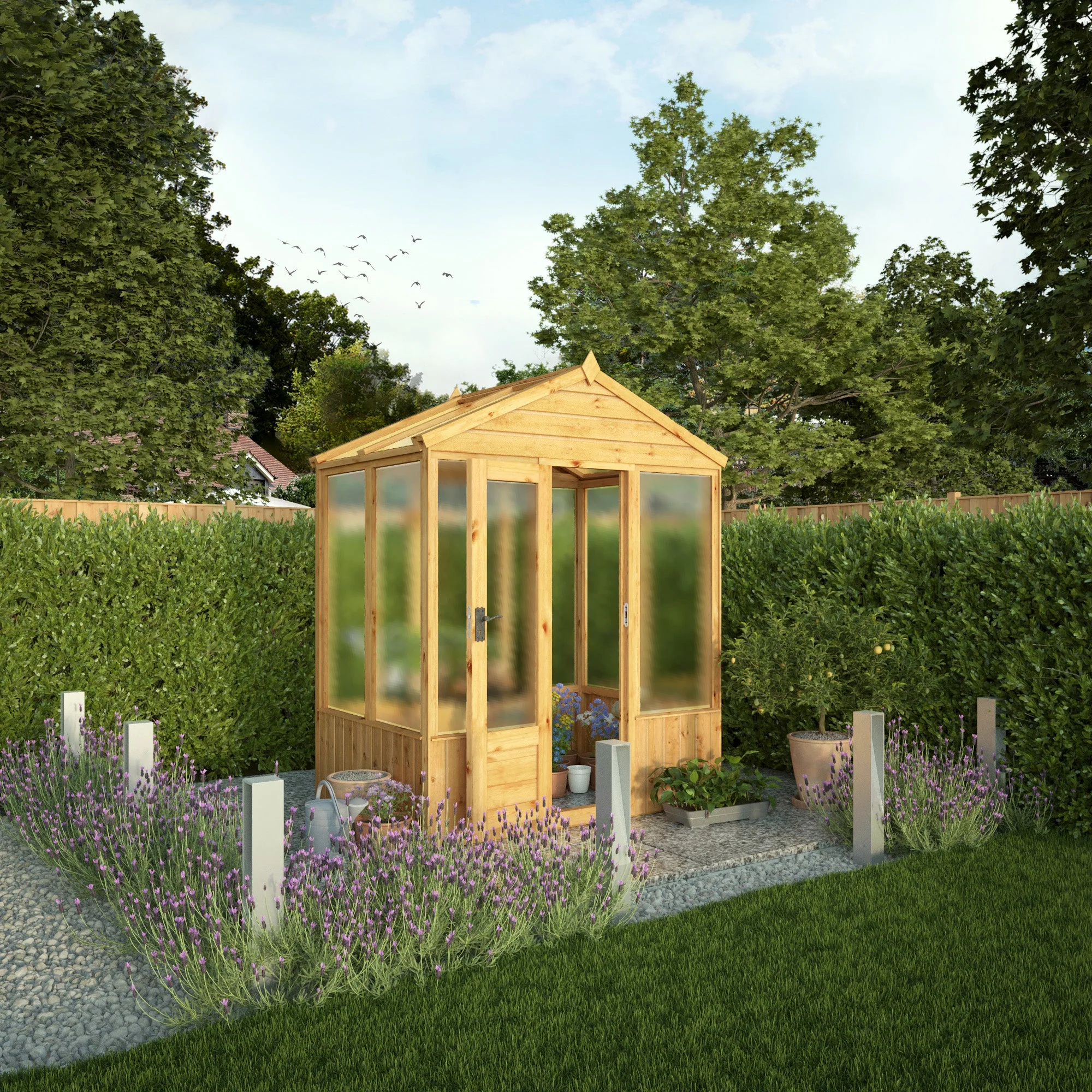 Mercia Woodsman 4' 3" x 6' 1" Apex Greenhouse - Premium Dip Treated Shiplap- Polycarbonate Windows