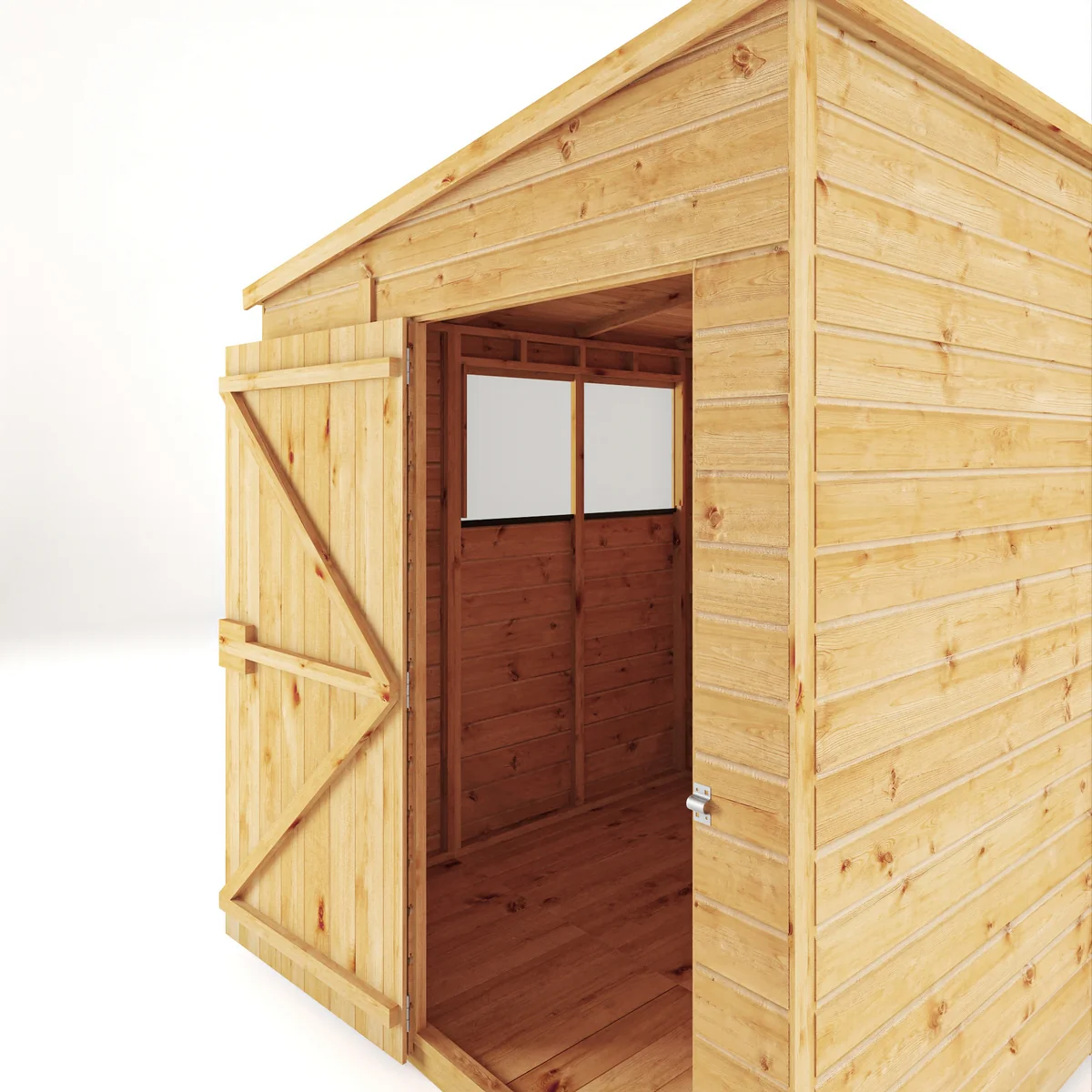 Mercia Woodsman 6' 2" x 5' 10" Pent Shed - Premium Dip Treated Shiplap - Glass Windows - Image 4