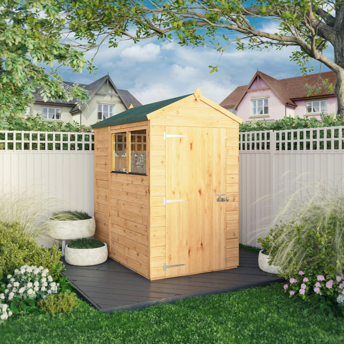 Mercia Woodsman 6' 3" x 4' 3" Apex Shed - Premium Dip Treated Shiplap - Styrene Windows - Image 2