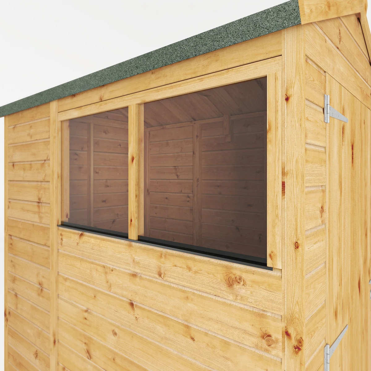 Mercia Woodsman 6' 3" x 4' 3" Apex Shed - Premium Dip Treated Shiplap - Styrene Windows - Image 4