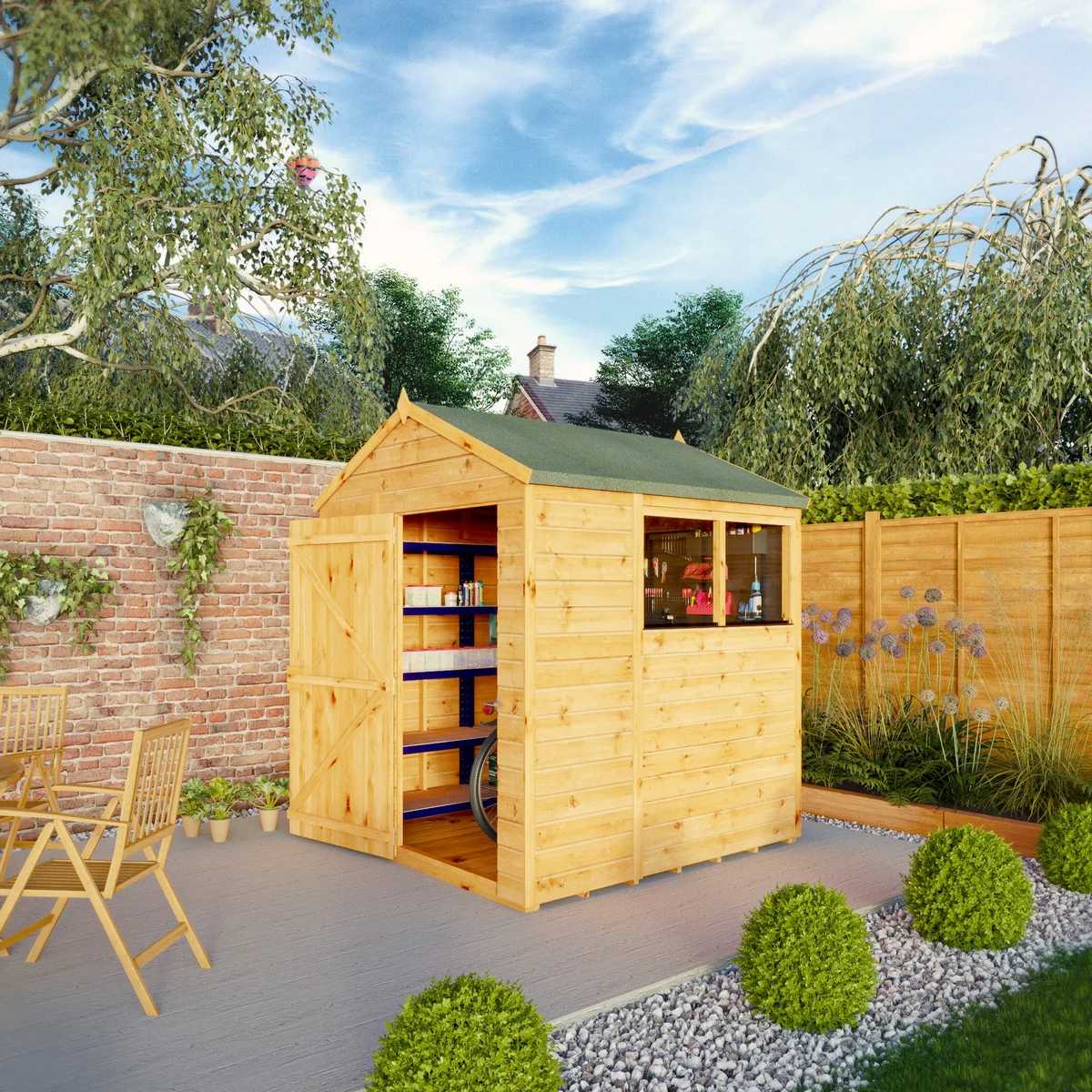 Mercia Woodsman 6' 3" x 6' 2" Apex Shed - Premium Dip Treated Shiplap - Styrene Windows