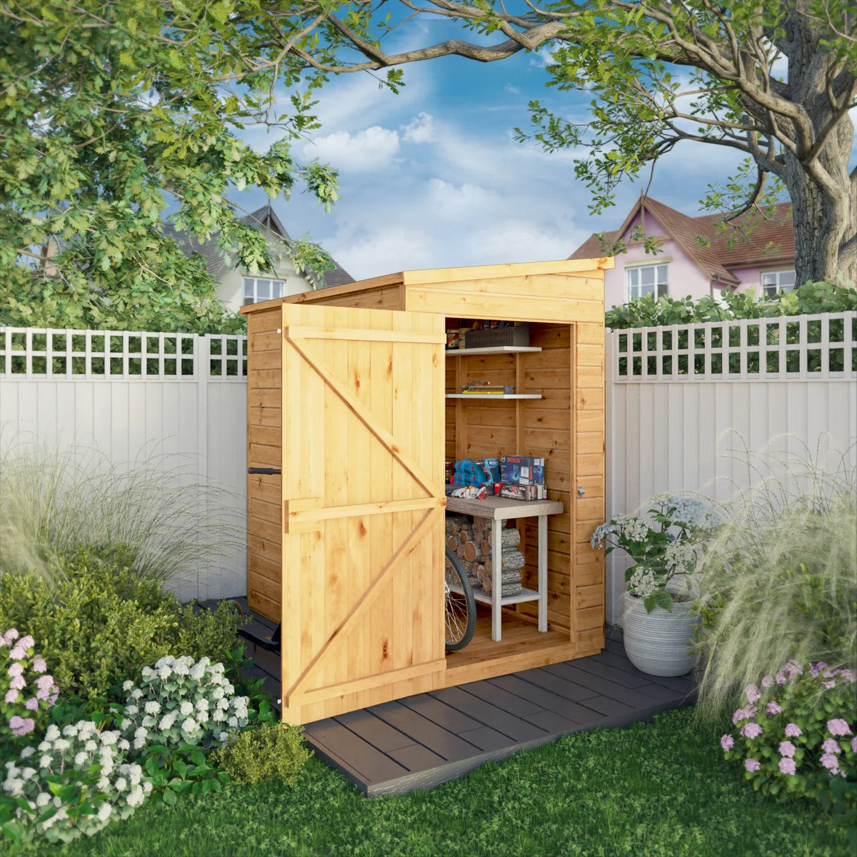 Mercia Woodsman 6' 5" x 4' 2" Pent Shed - Premium Dip Treated Shiplap - Glass Windows