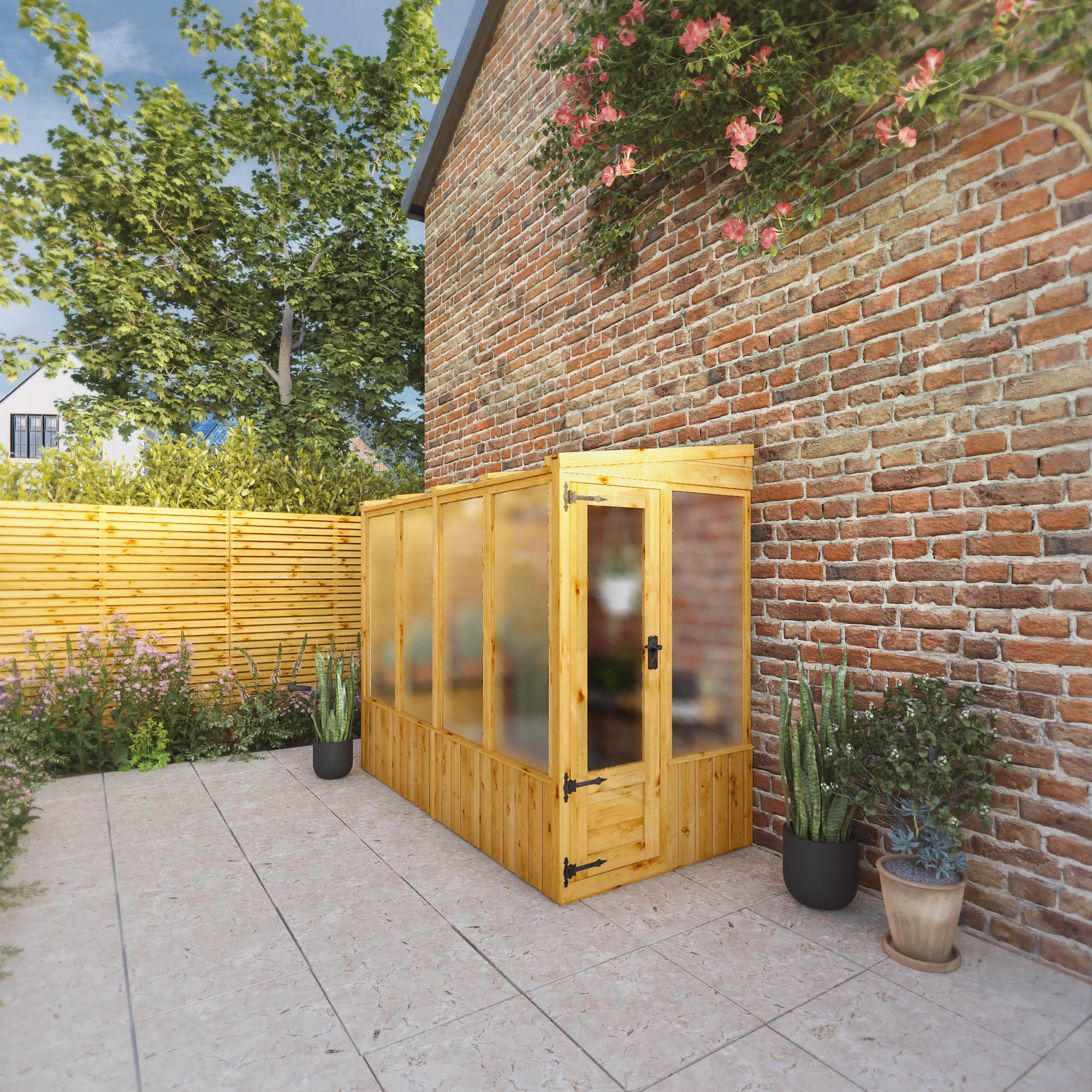 Mercia Woodsman 8' 2" x 3' 11" Pent Lean-to Greenhouse - Premium Dip Treated Shiplap- Polycarbonate Windows - Image 2