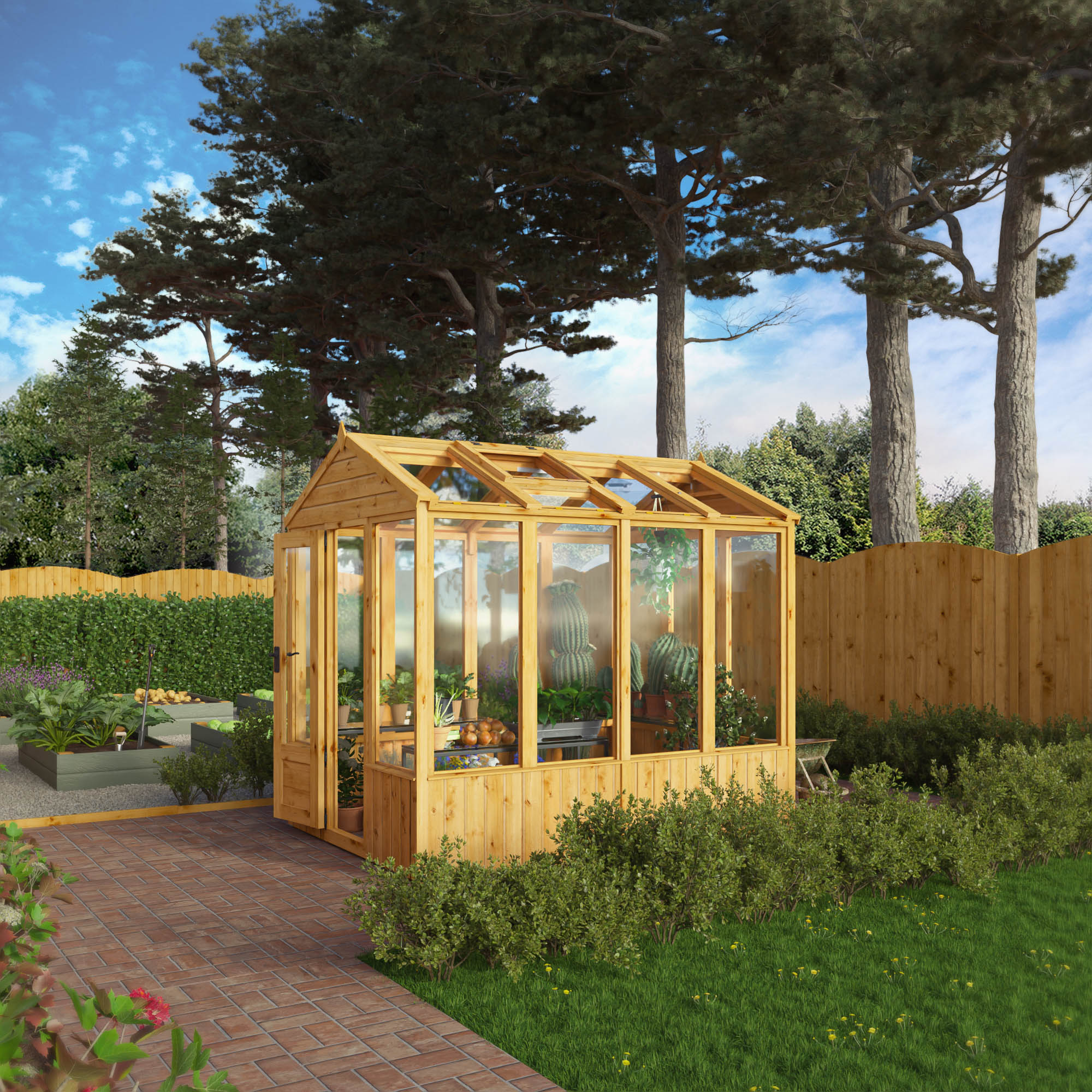 Mercia Woodsman 8' 2" x 6' 1" Apex Greenhouse - Premium Dip Treated Shiplap- Glass Windows