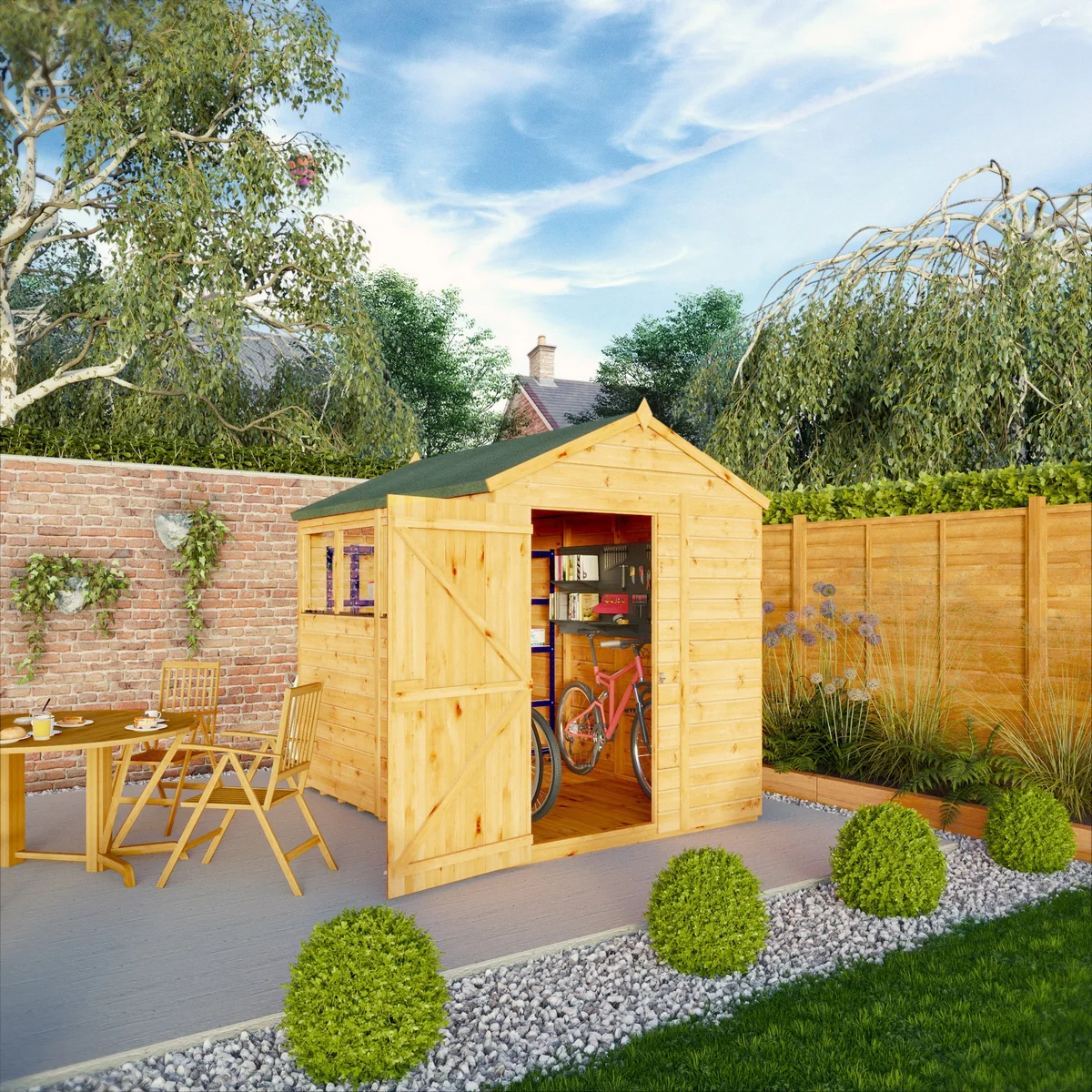 Mercia Woodsman 8' 2" x 6' 2" Apex Shed - Premium Dip Treated Shiplap - Styrene Windows