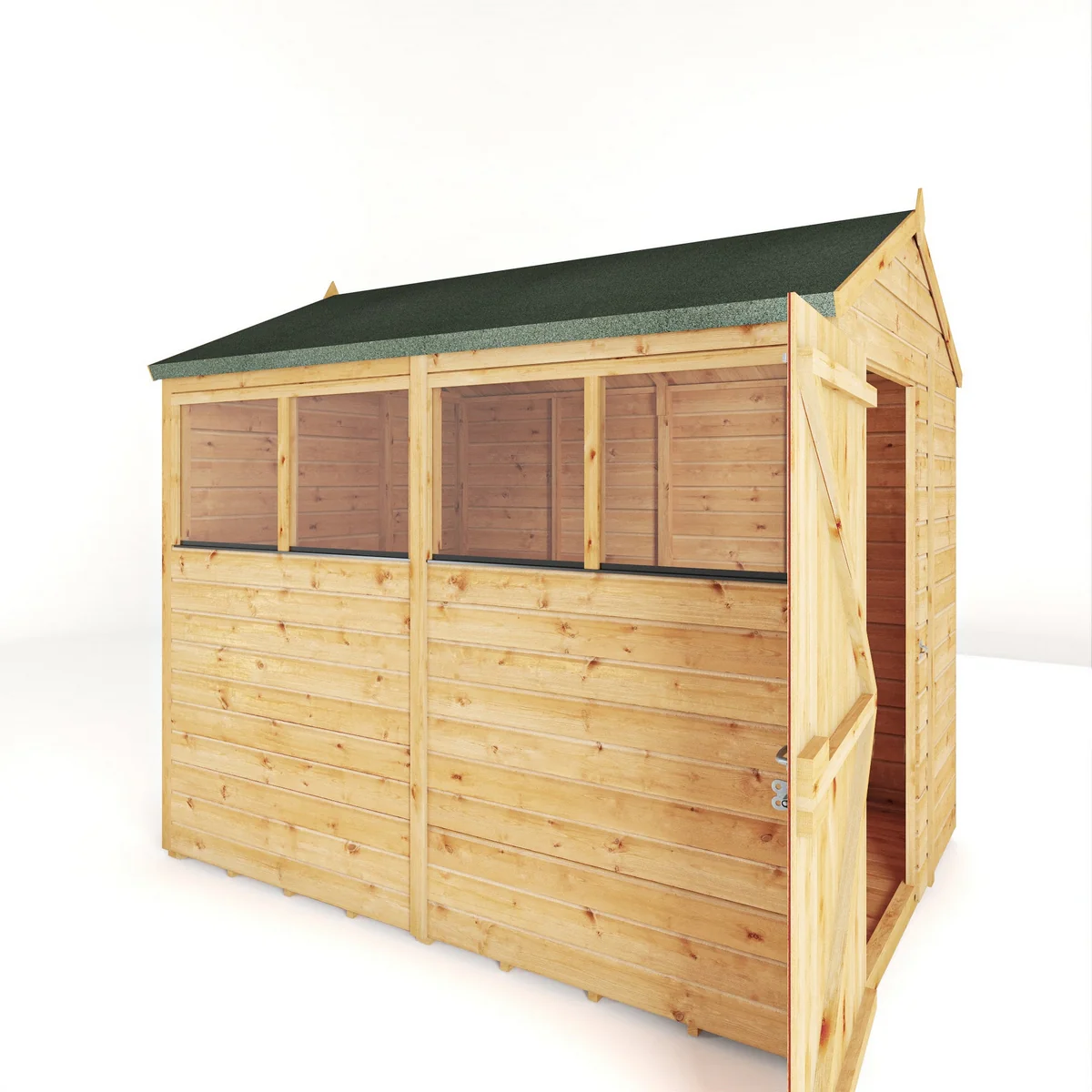 Mercia Woodsman 8' 2" x 6' 2" Apex Shed - Premium Dip Treated Shiplap - Styrene Windows - Image 6
