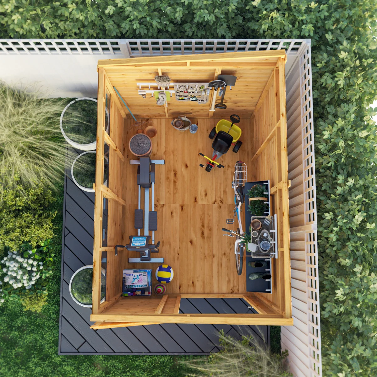 Mercia Woodsman 8' 4" x 6' 2" Pent Shed - Premium Dip Treated Shiplap - Glass Windows - Image 9