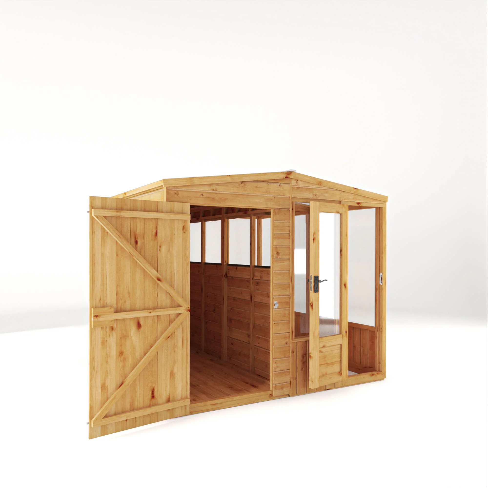 Mercia Woodsman 8' 4" x 8' Apex Combi Greenhouse Shed - Premium Dip Treated Shiplap- Glass Windows - Image 8