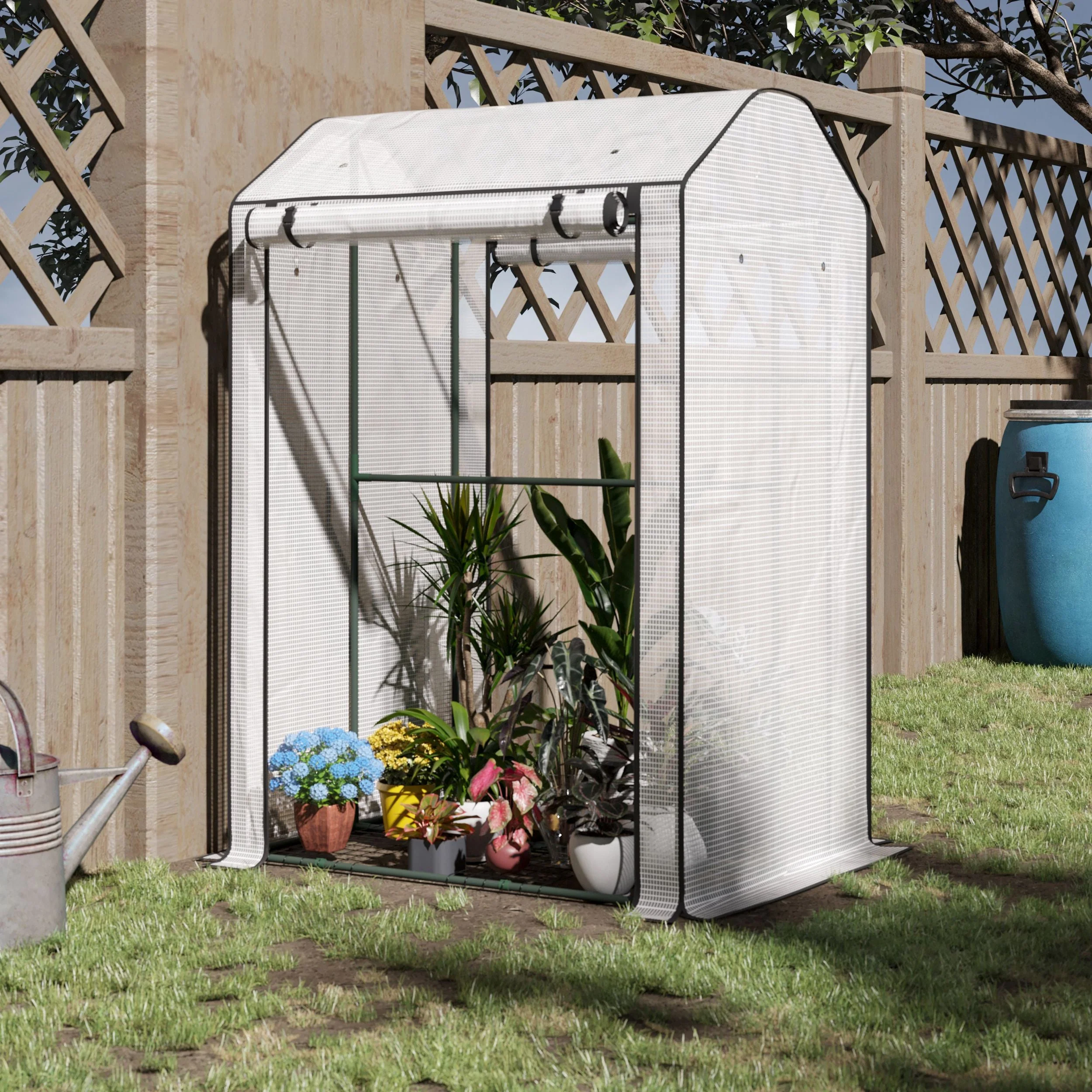 Mini Greenhouse with Shelves Portable Garden Grow House for Plants with Roll Up Door and Vents - Image 2
