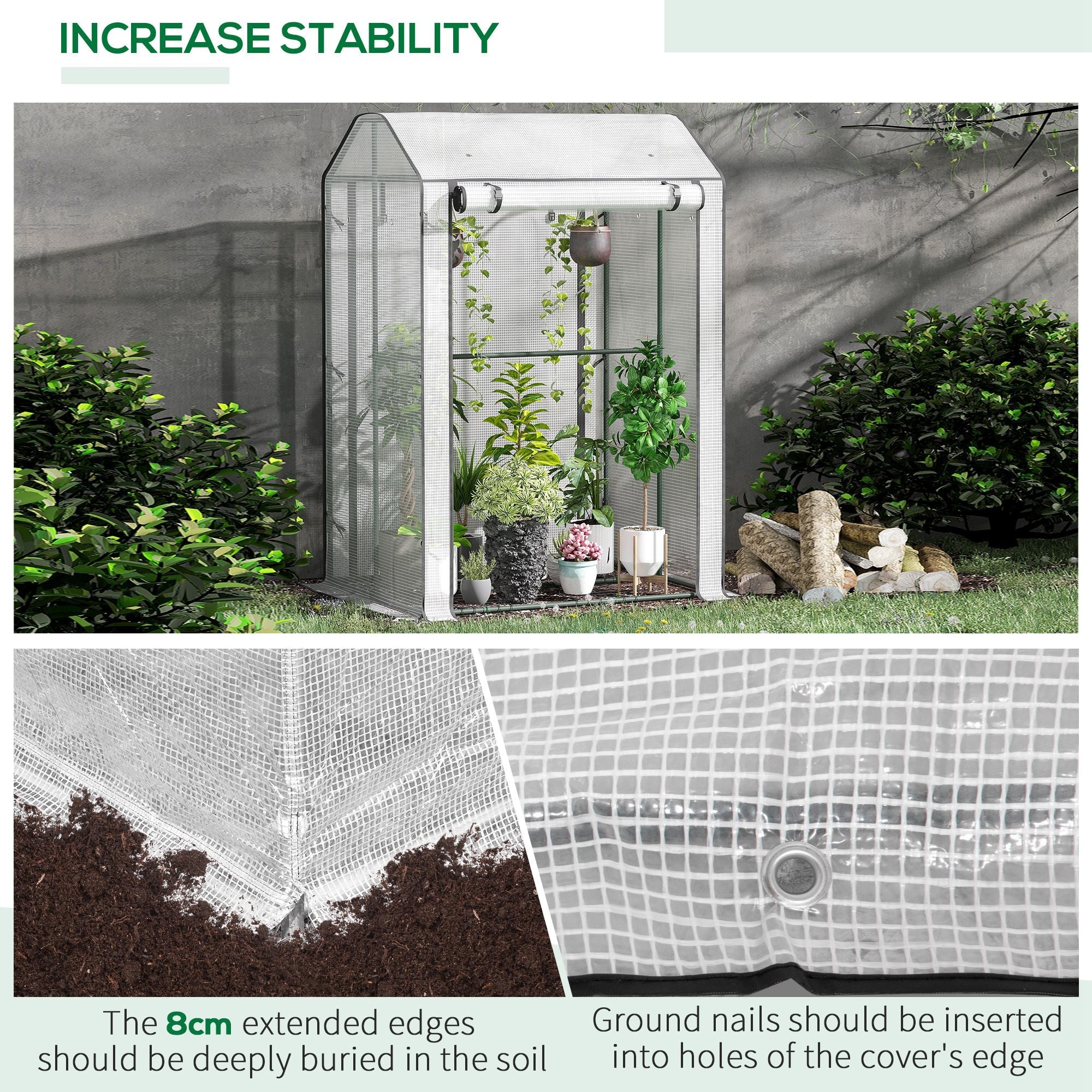 Mini Greenhouse with Shelves Portable Garden Grow House for Plants with Roll Up Door and Vents - Image 6