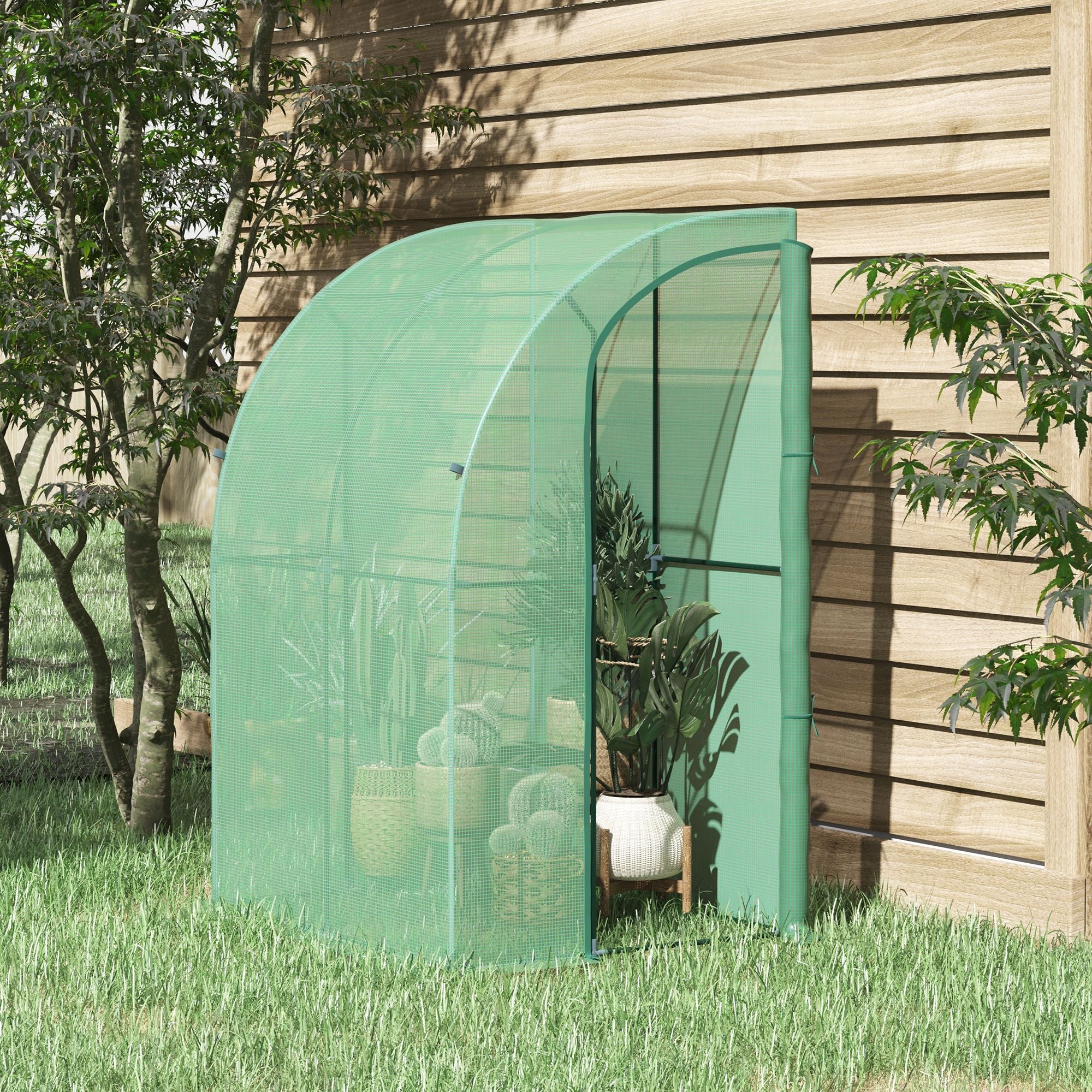 Outdoor Medium Plant Green House w/Zippered Doors Strong PE Cover 143x118x212cm - Image 2