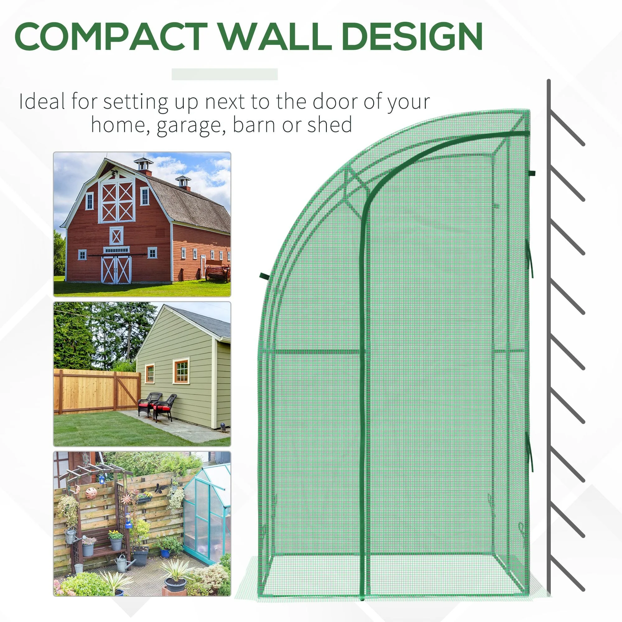 Outdoor Medium Plant Green House w/Zippered Doors Strong PE Cover 143x118x212cm - Image 7