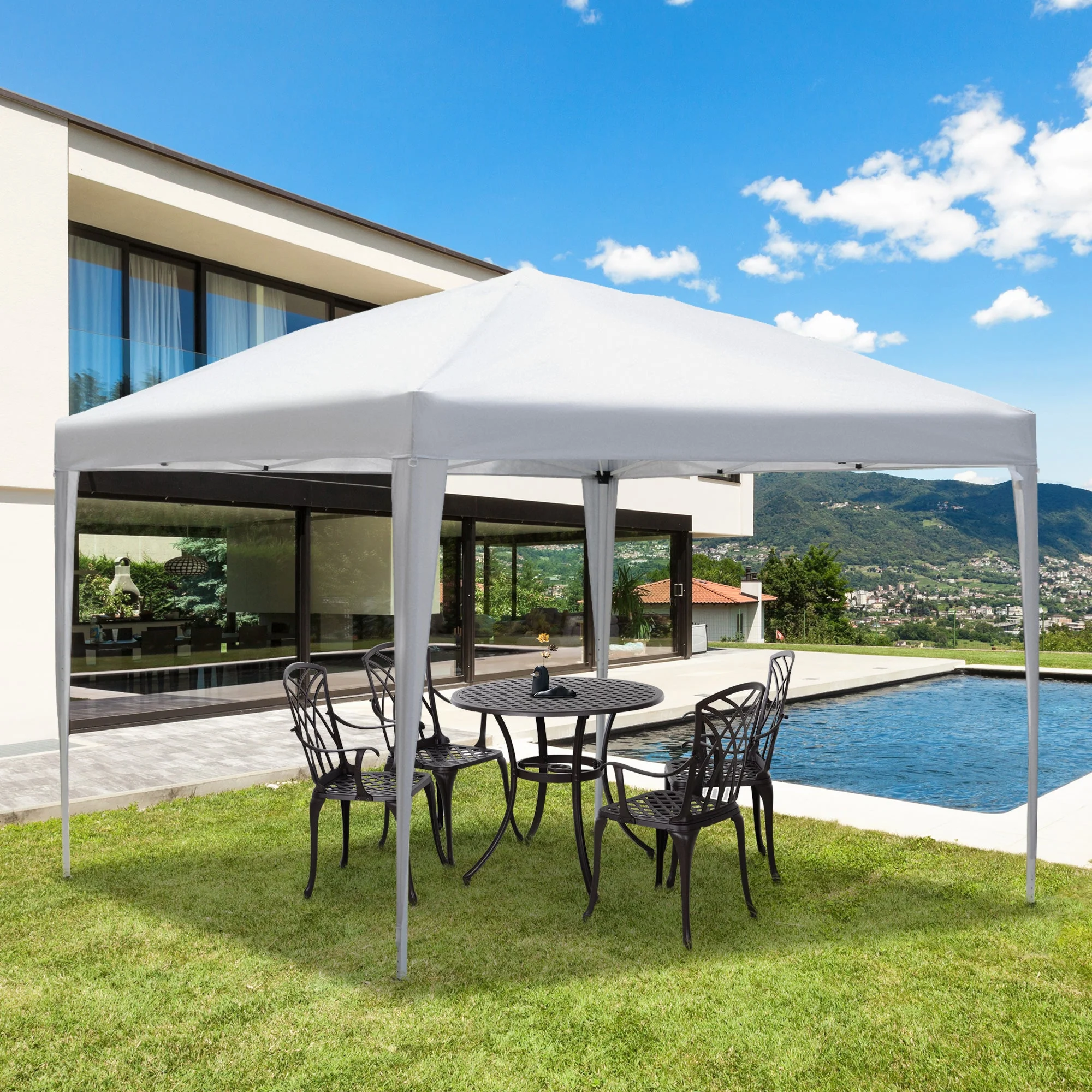 Outsunny 3 X 3M Garden Pop Up Gazebo Height Adjustable Marquee Party Tent Wedding Canopy With Carrying Bag White - Image 2