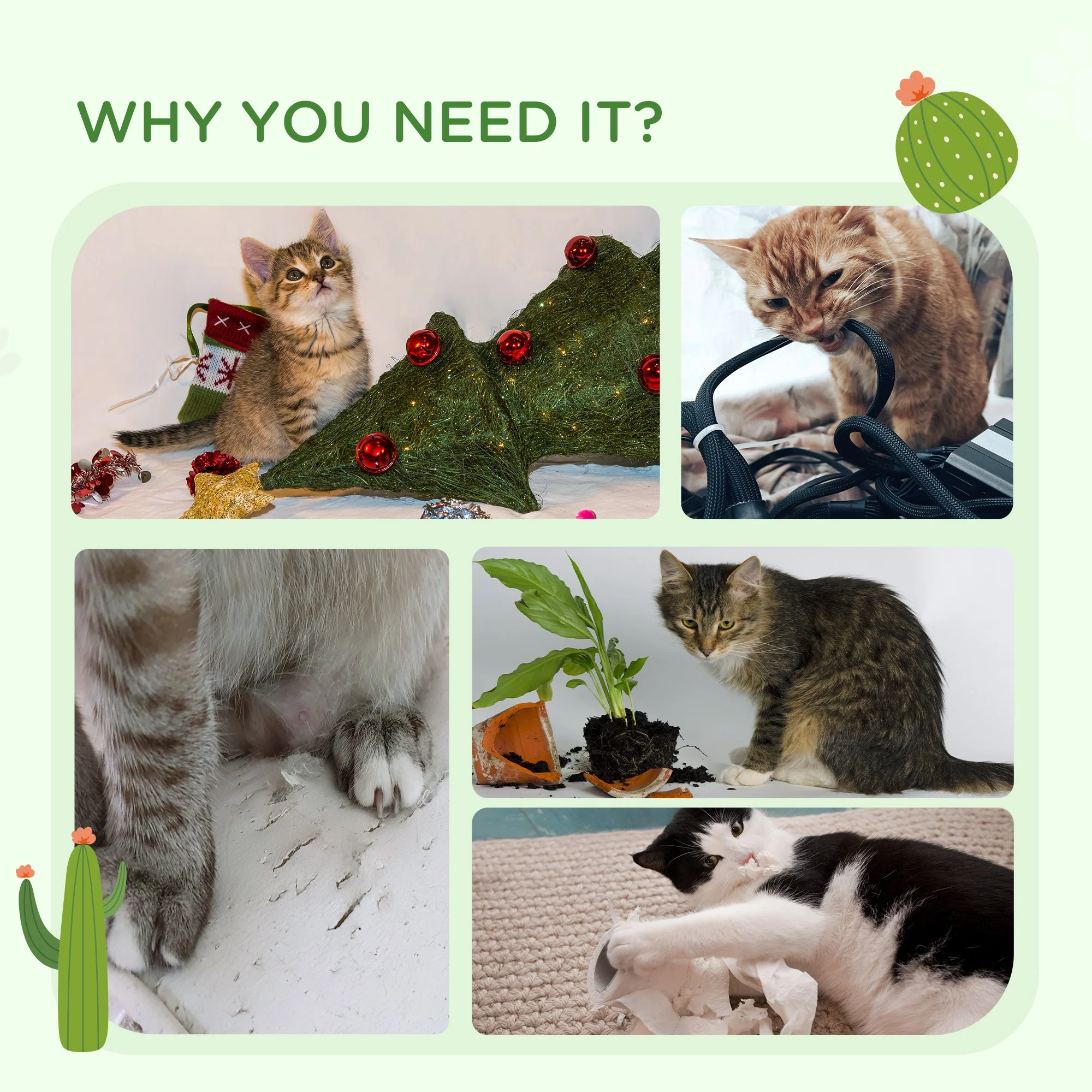 PawHut 60cm Chenille Cat Tree - Image 7