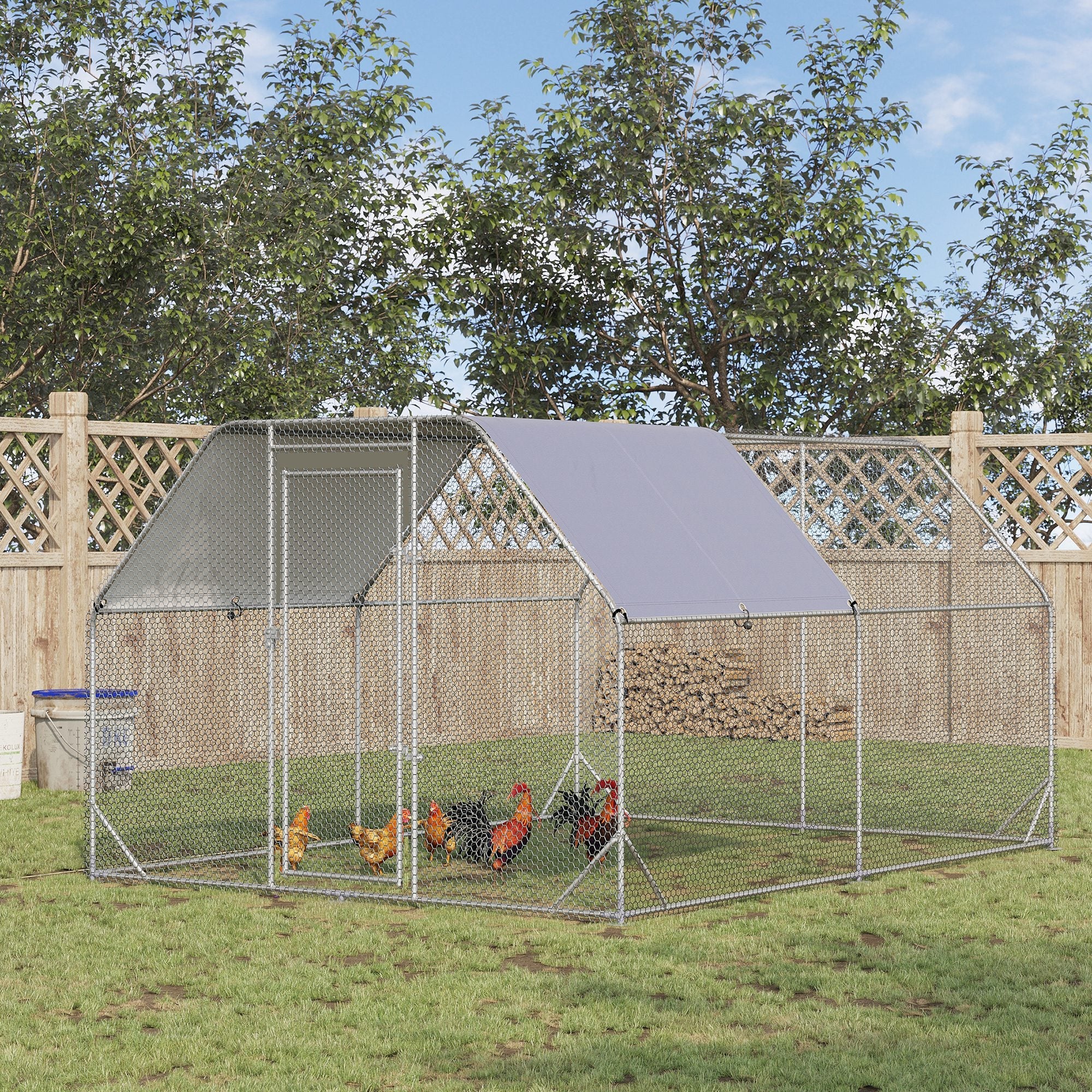 PawHut Chicken Run with Roof - Image 3
