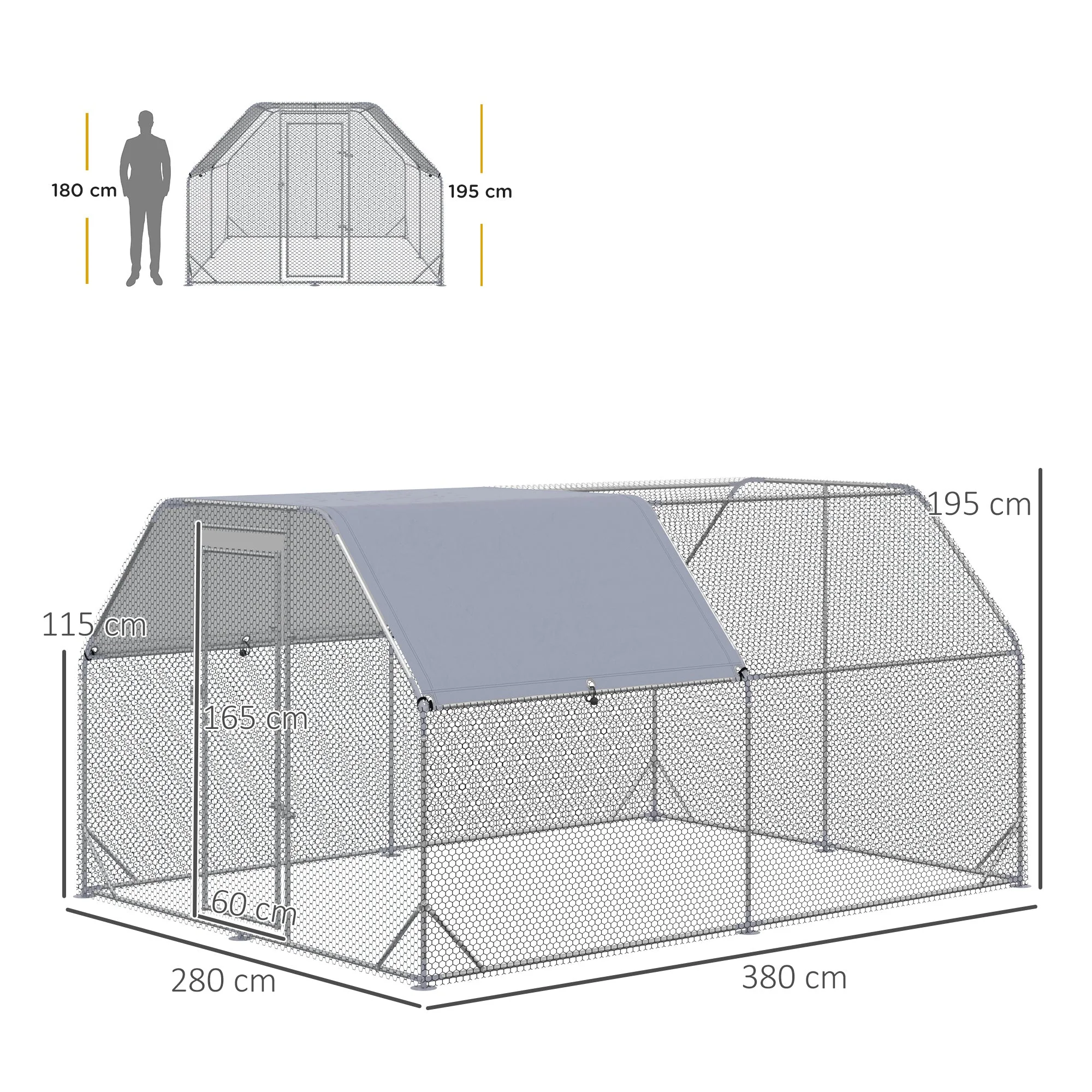 PawHut Chicken Run with Roof - Image 4