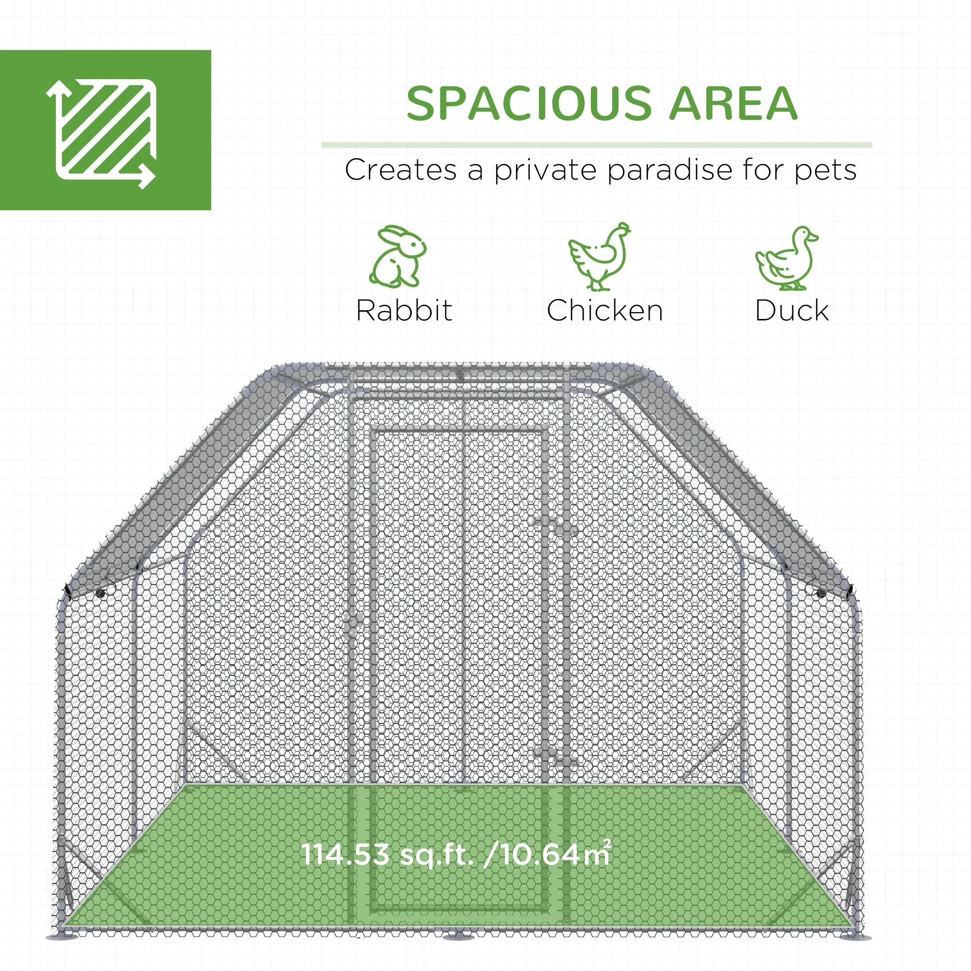PawHut Chicken Run with Roof - Image 5