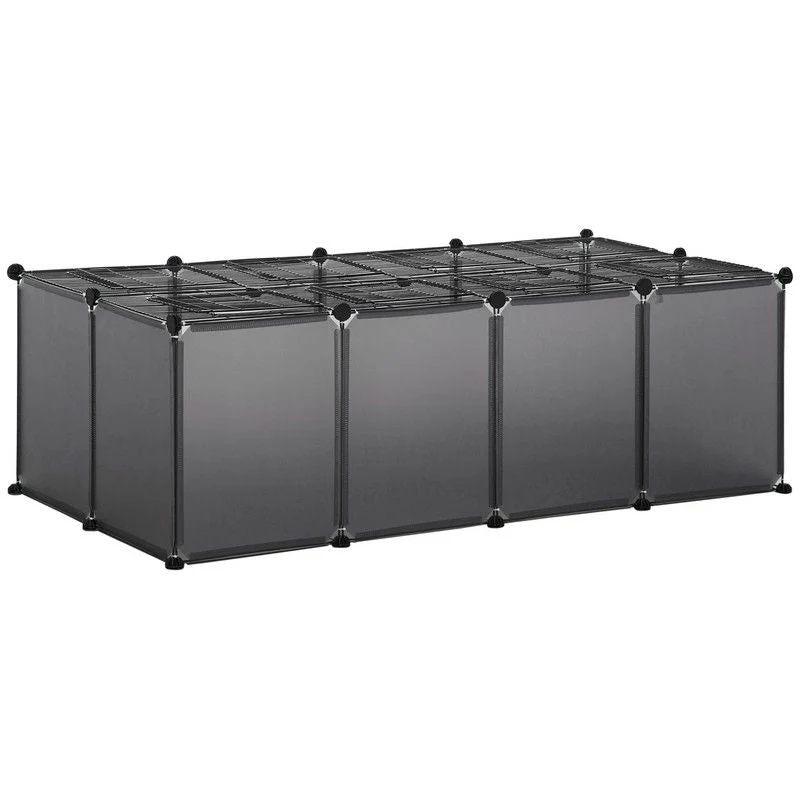 Pawhut Pet Playpen With Door Guinea Pigs Metal Mesh Cage With Mallet Grey - Image 2