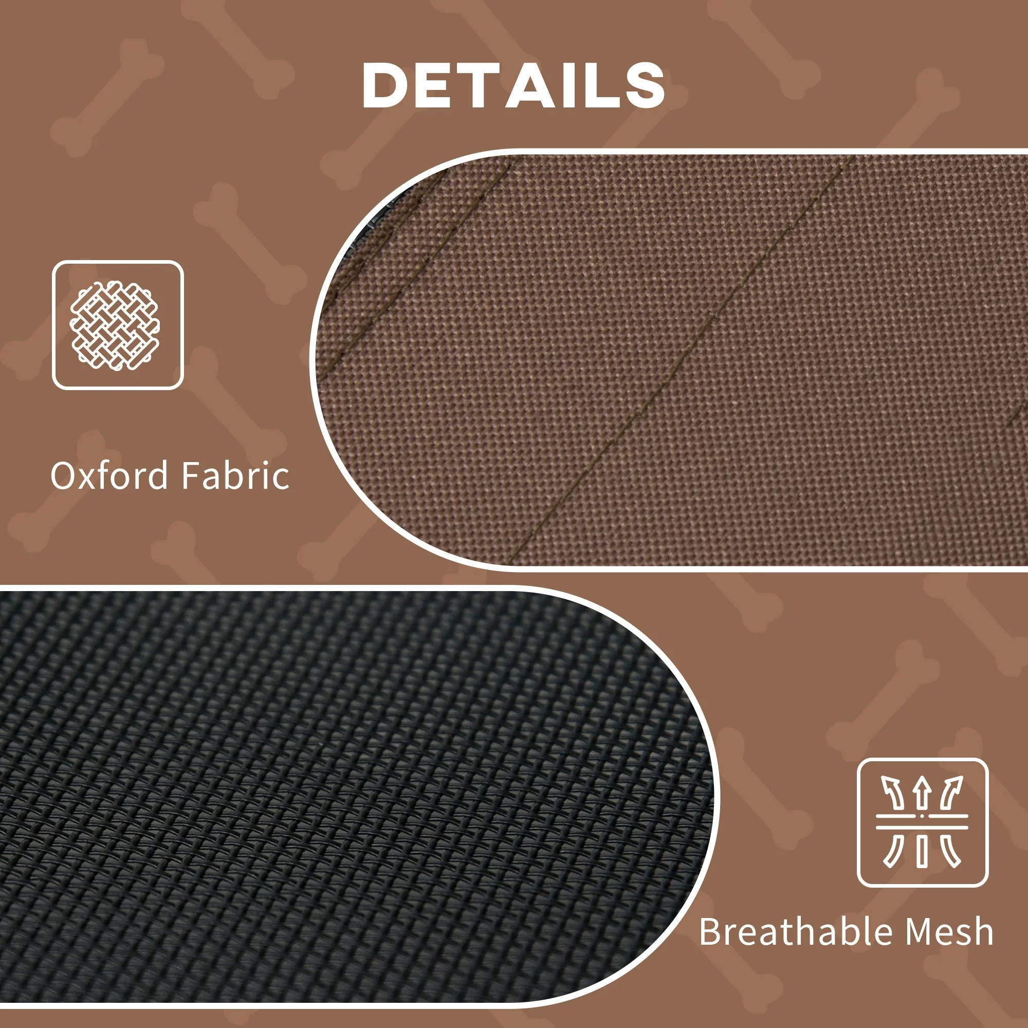 PawHut Raised Dog Bed Waterproof Elevated Pet Cot with Breathable Mesh UV Protection Canopy Coffee - Image 5