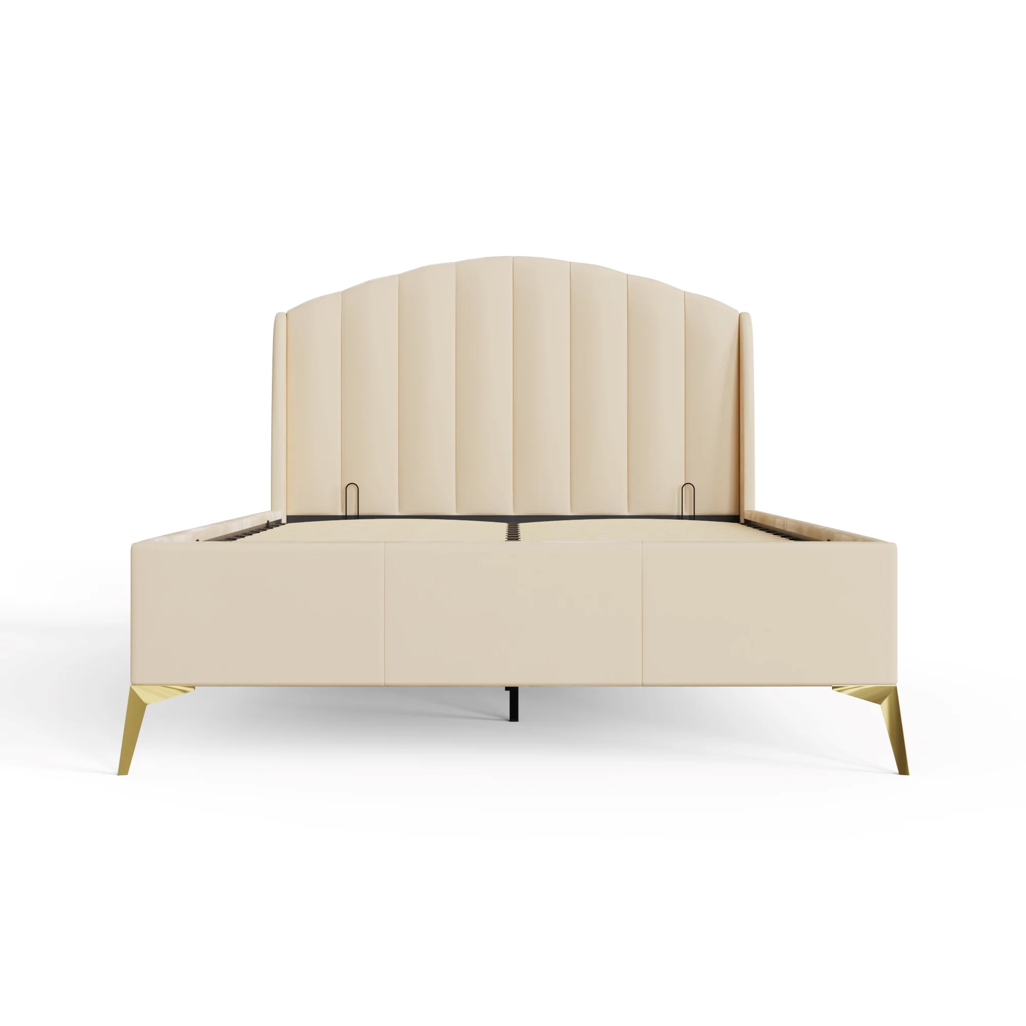 Pettine King Size Ottoman Bed Wood & Fabric Natural 5 x 7ft - Image 3