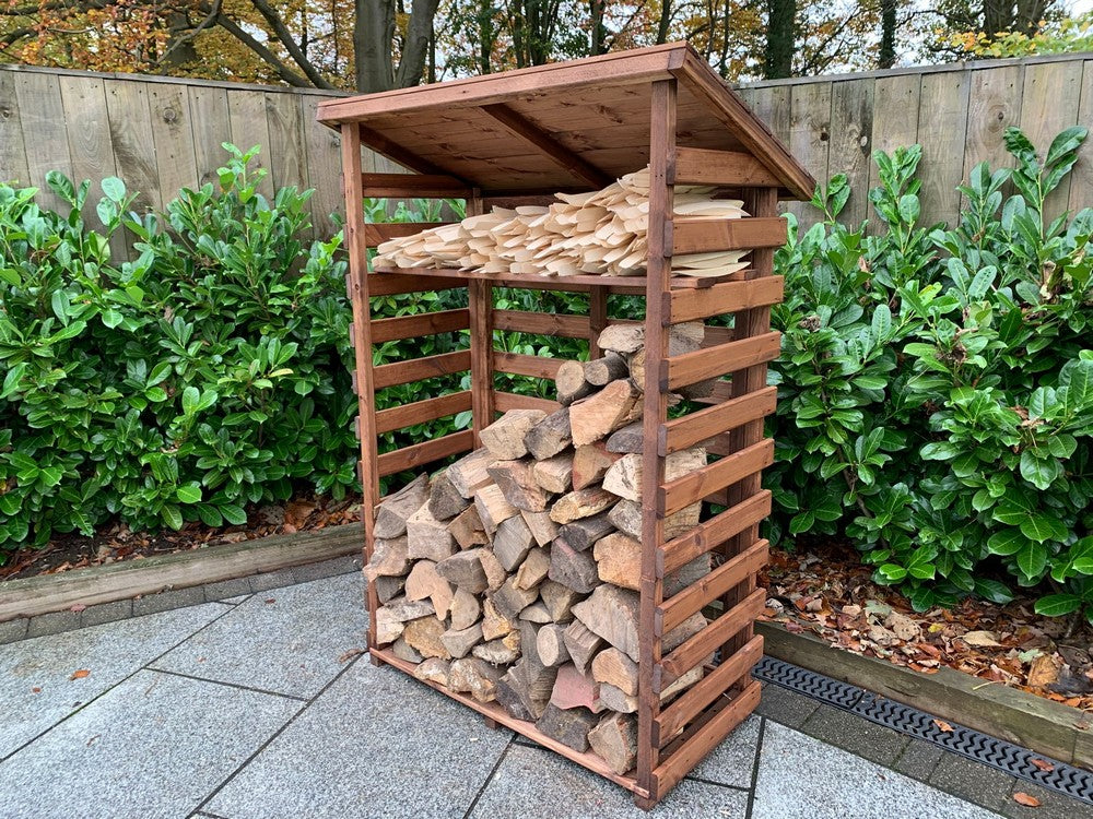 Scandinavian Redwood Garden Log Store by Charles Taylor