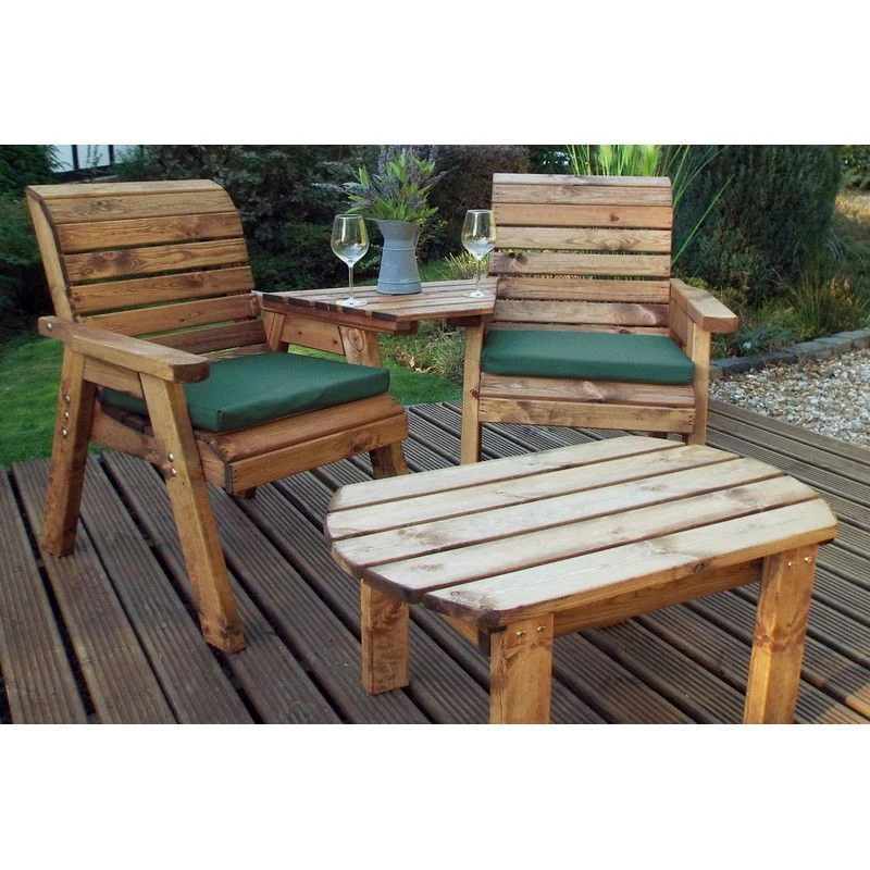 Scandinavian Redwood Garden Tete a Tete by Charles Taylor - 2 Seats Green Cushions