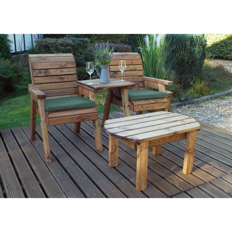 Scandinavian Redwood Garden Tete a Tete by Charles Taylor - 2 Seats Green Cushions