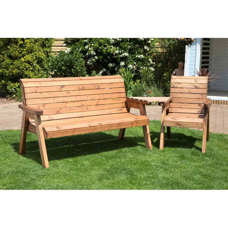 Scandinavian Redwood Garden Tete a Tete by Charles Taylor - 4 Seats Burgundy Cushions - Image 2