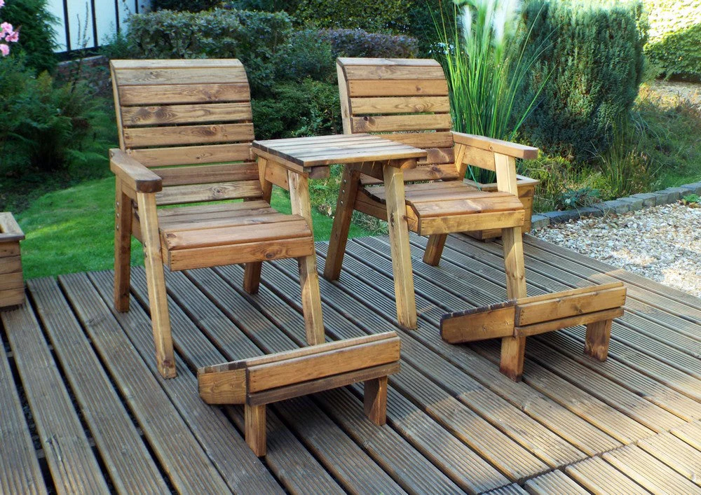 Scandinavian Redwood Garden Tete a Tete & Footstool by Charles Taylor - 2 Seat